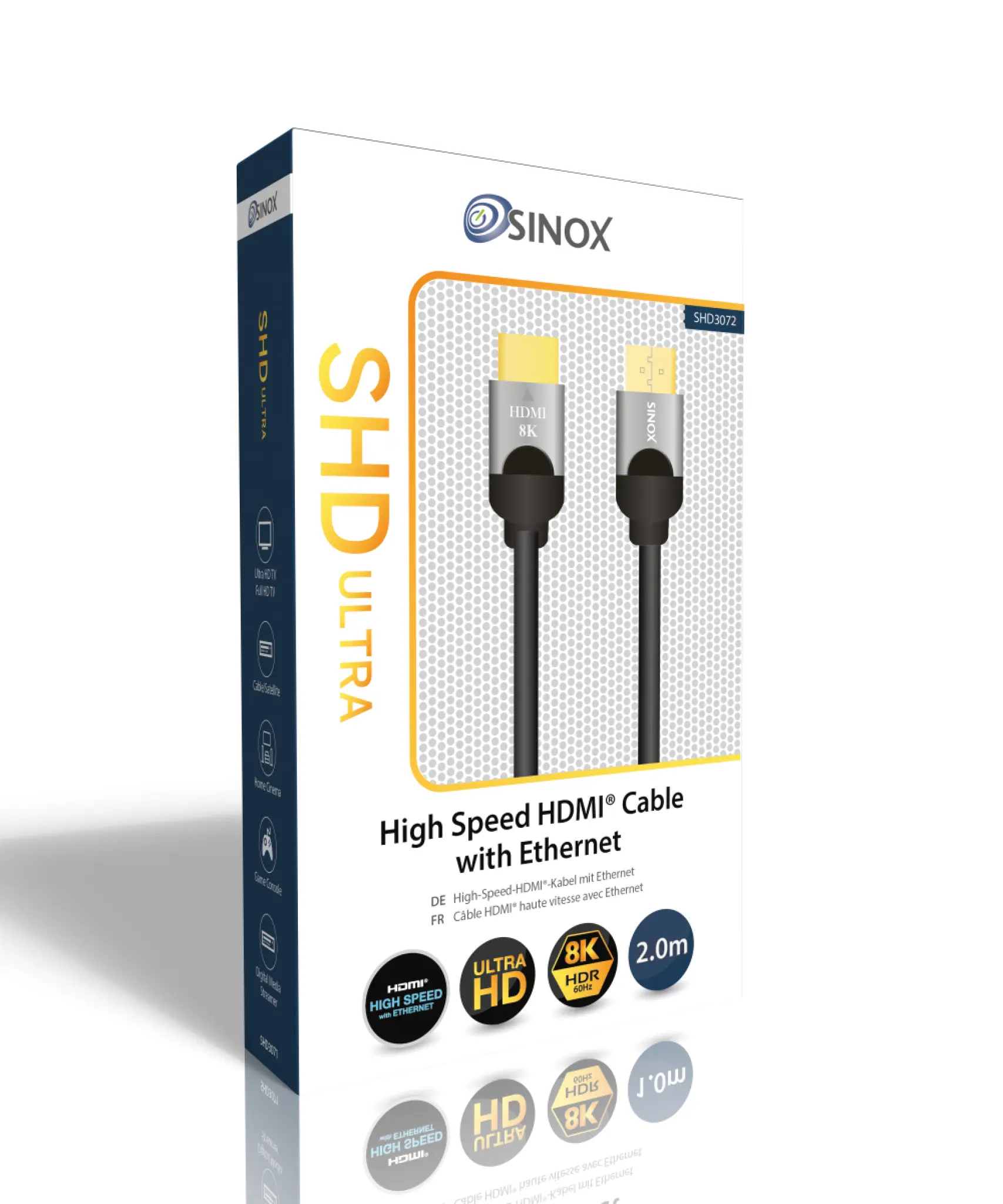 Sinox SHD HDMI™ kabel 8K60Hz+E. 2m. Sort