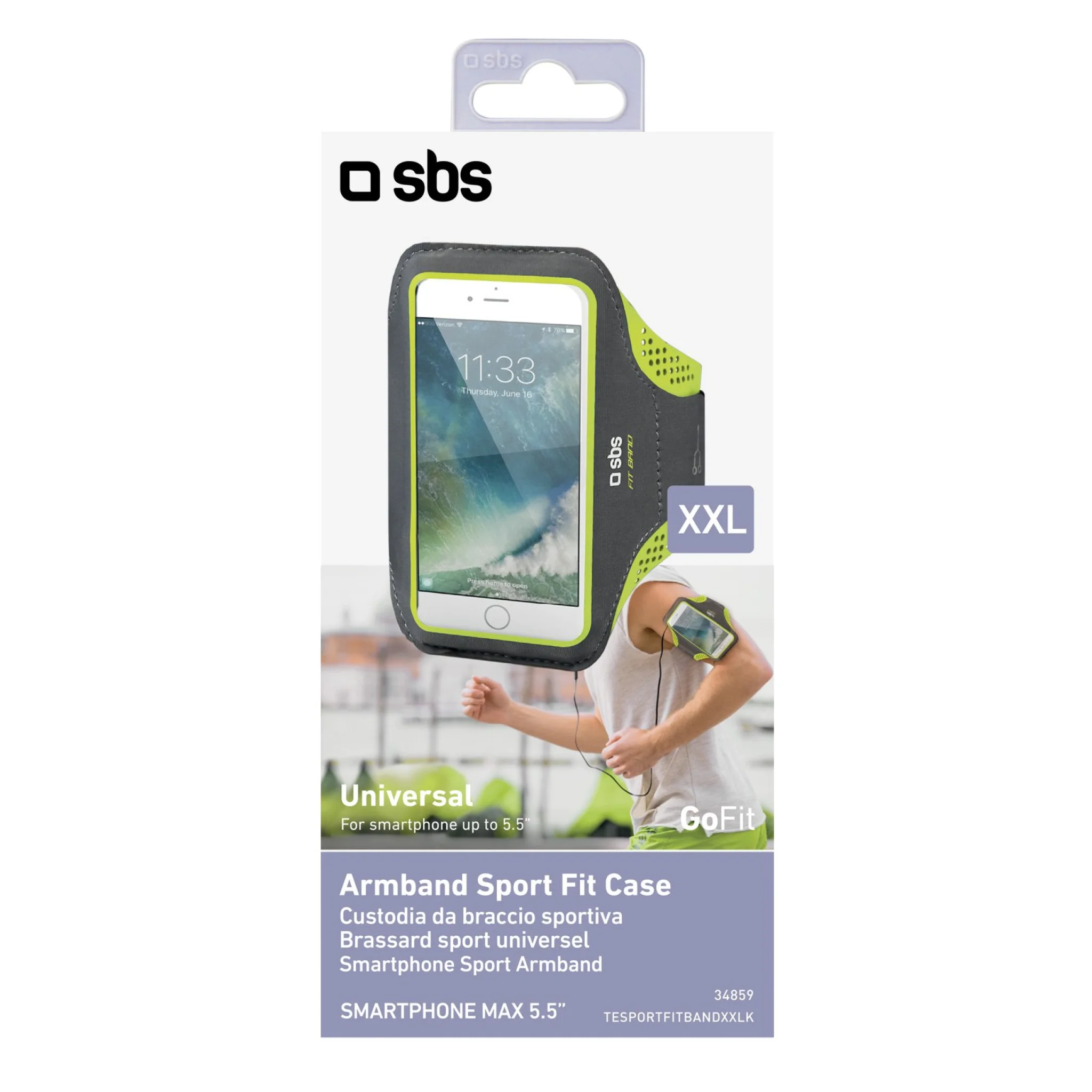 SBS XXL mobilholder til armen til sport. Sort/grøn