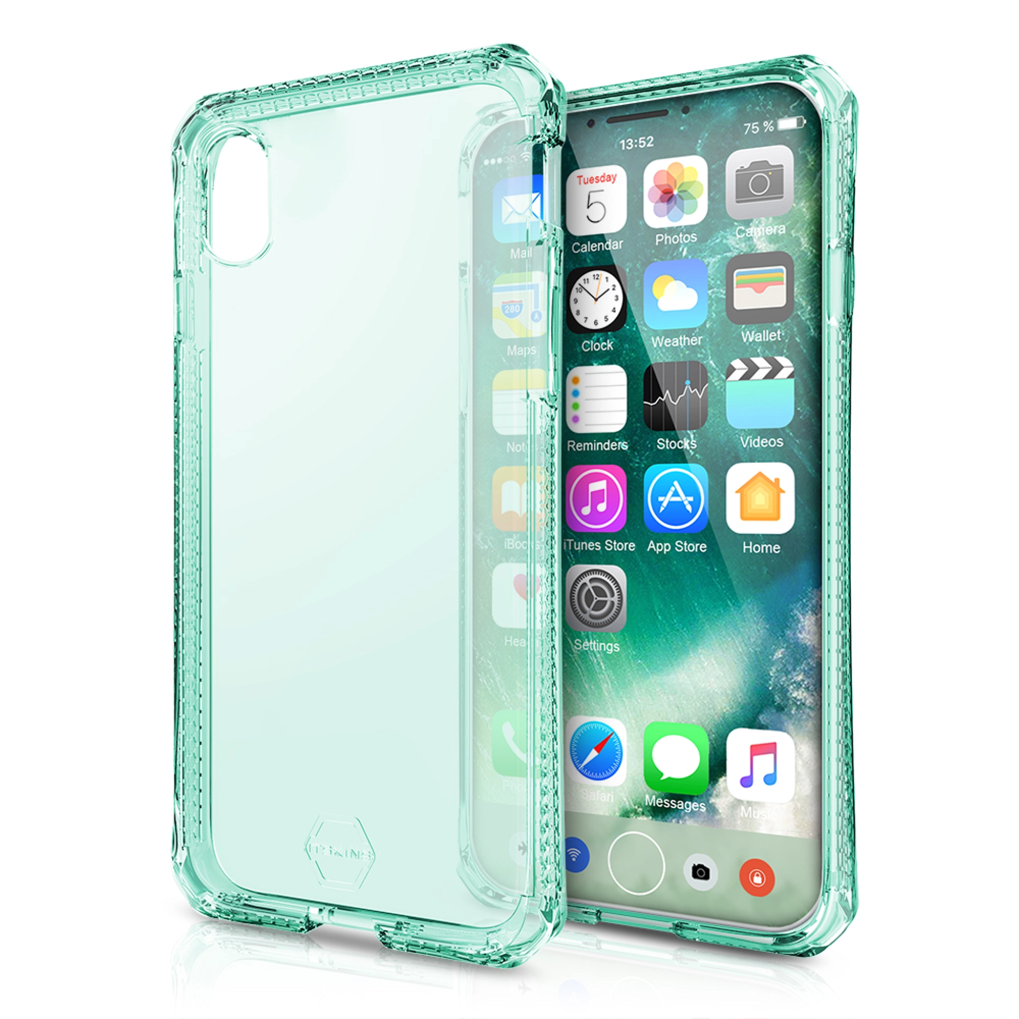 ITSKINS SPECTRUM CLEAR cover til iPhone XS / X®. Tiffany grøn