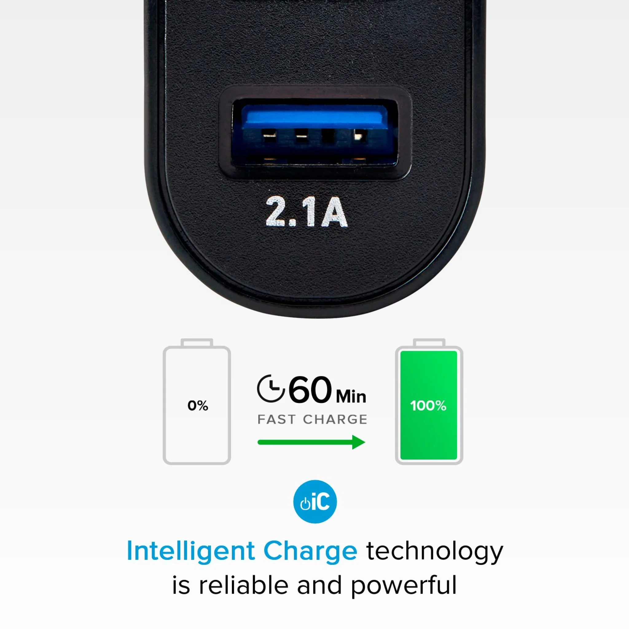 SBS 2100 mAh oplader. 2.1A + 1A. Sort