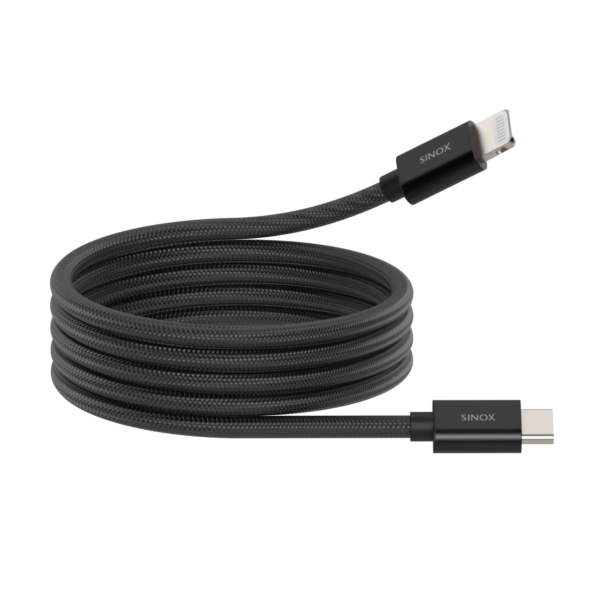 Sinox PRO USB C til Lightning magnetisk kabel. 1m. Sort