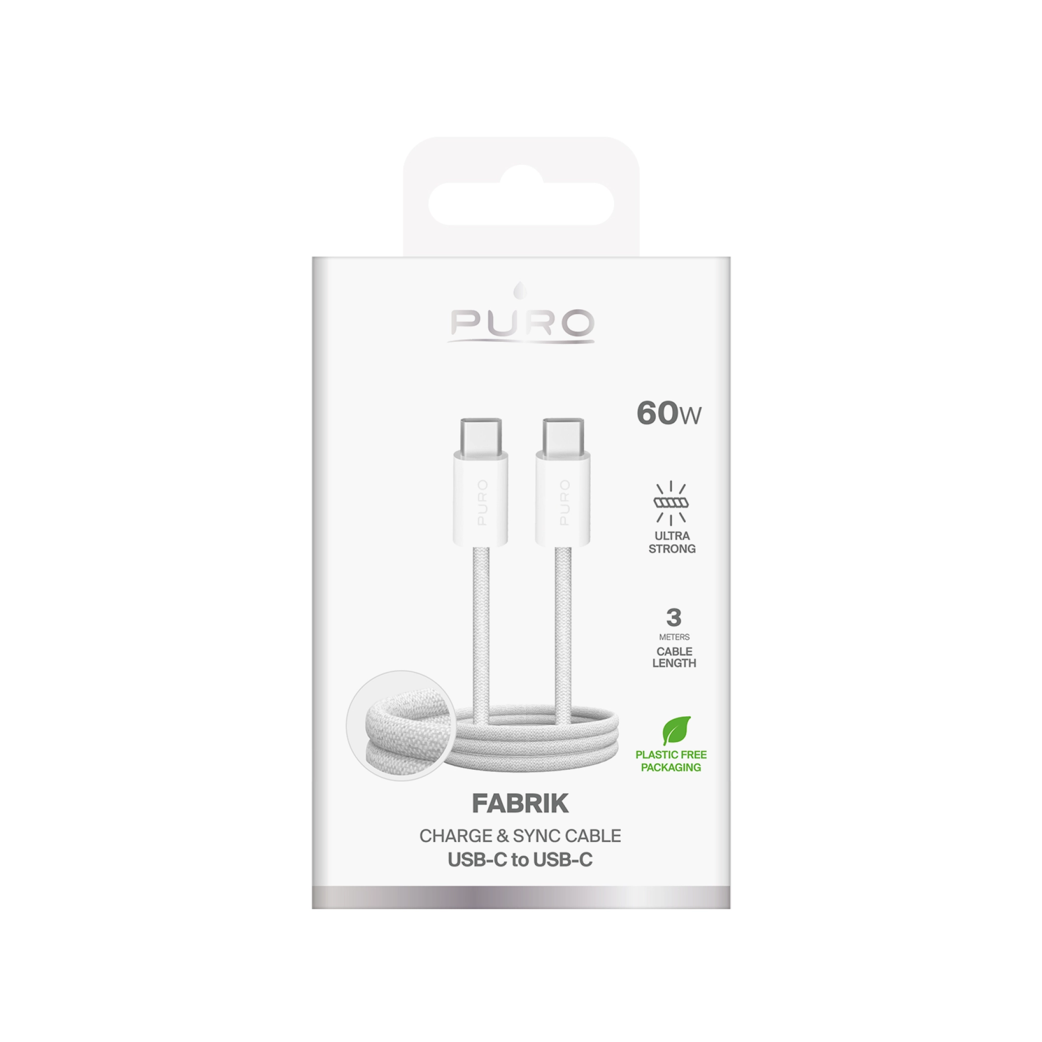 PURO Stofkabel "FABRIK" fra USB-C til USB-C