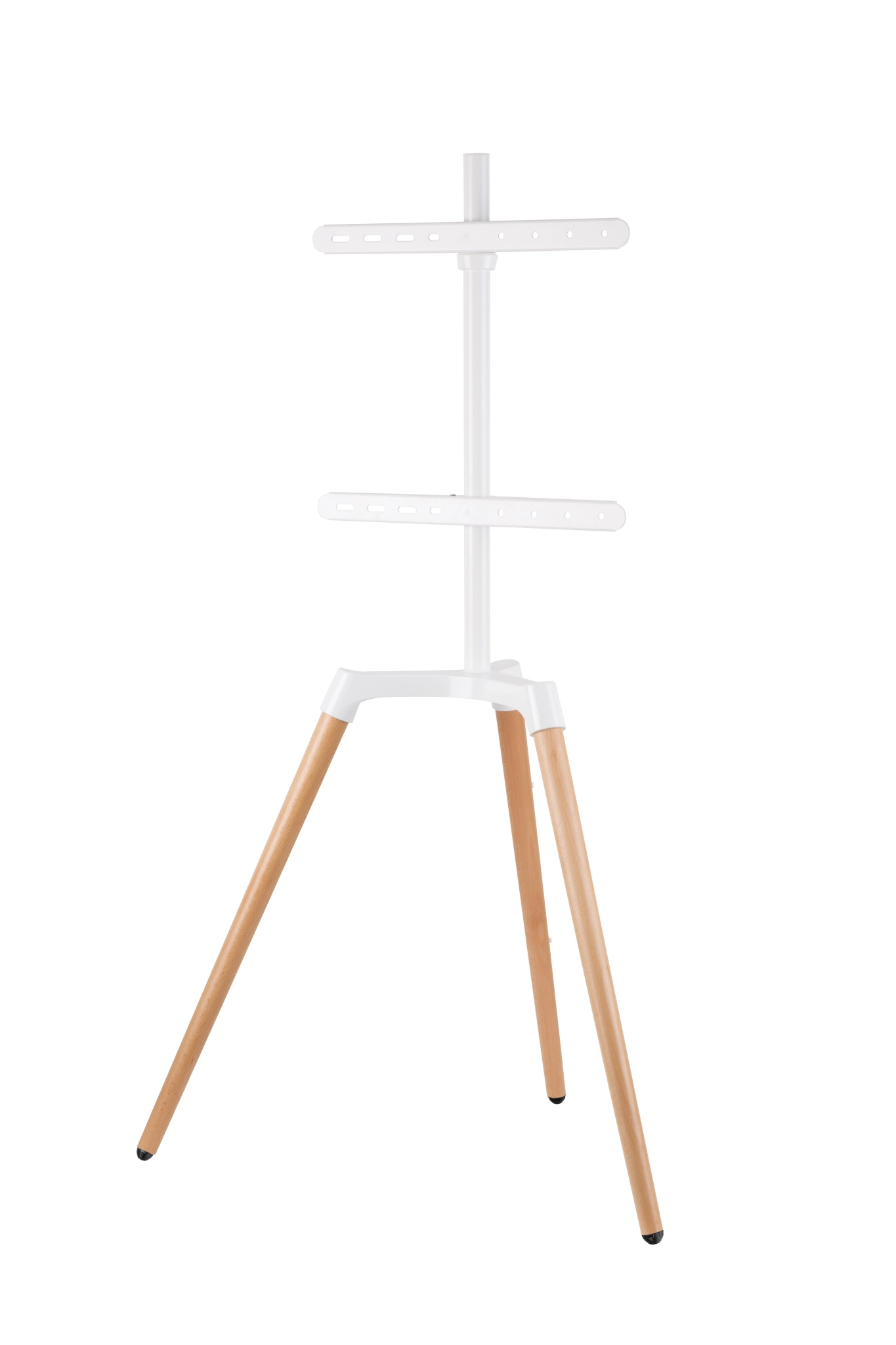 Sinox Tripod TV gulvstand med drejbar top. 50"-65". Lyst træ/hvid
