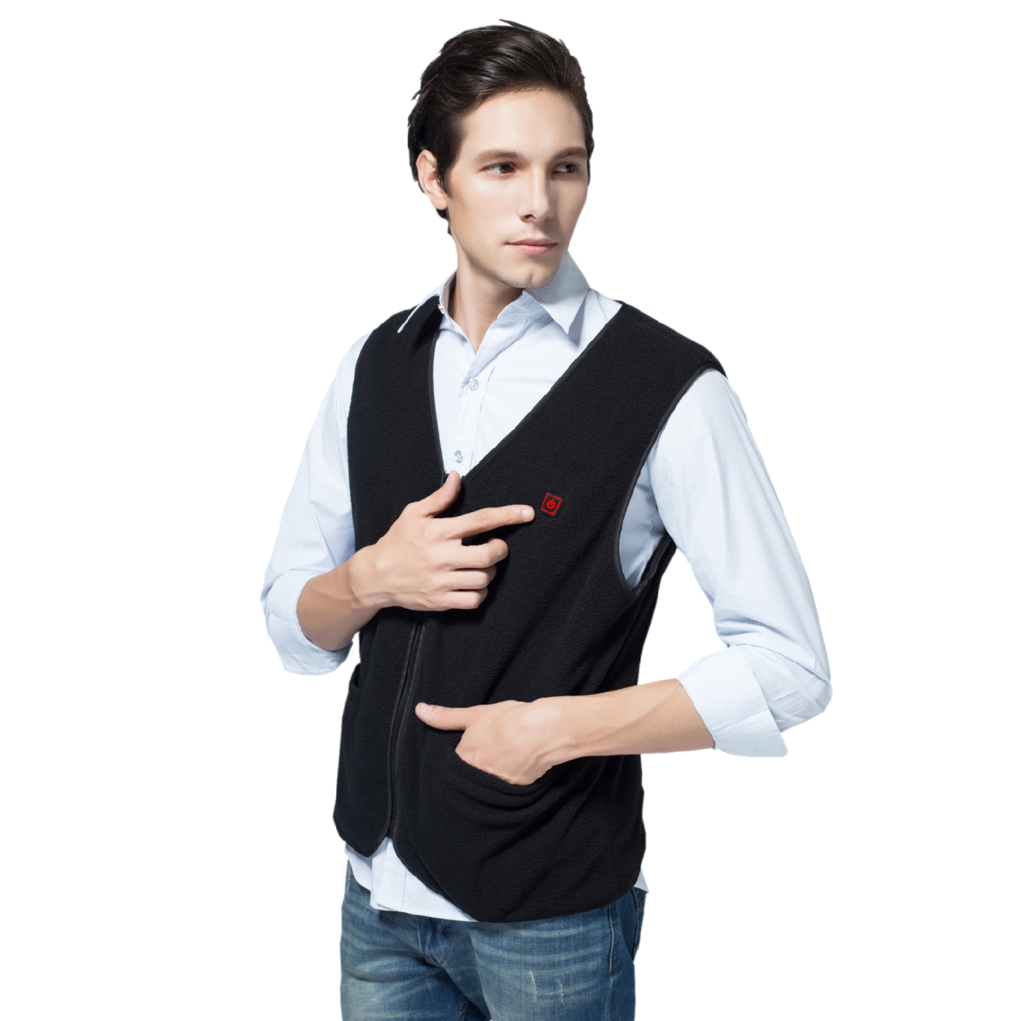 Glovii opvarmet fleecevest XXL. Sort
