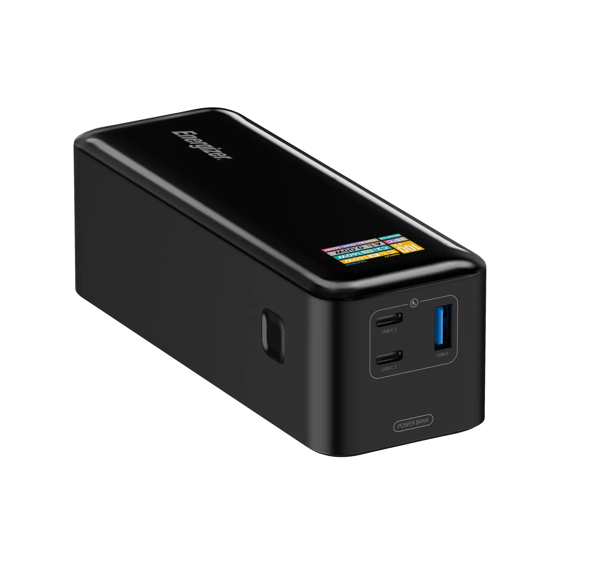 Energizer 140W højhastigheds USB-C PD & USB-A Power Bank. Sort