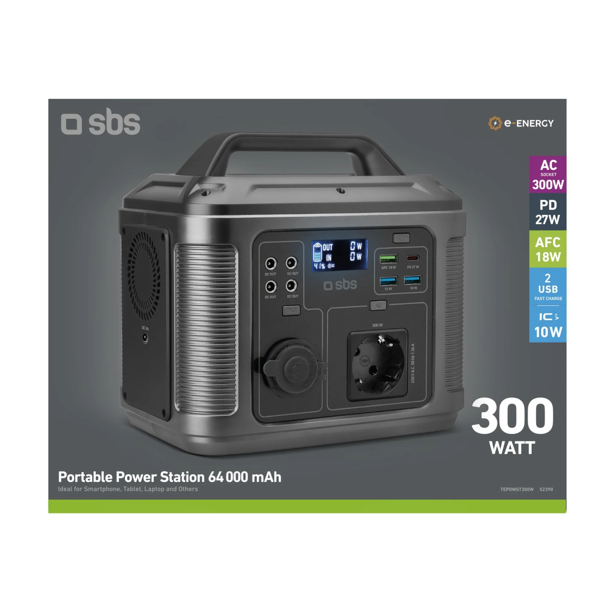 Sbs Portable 300W charging station. Sort