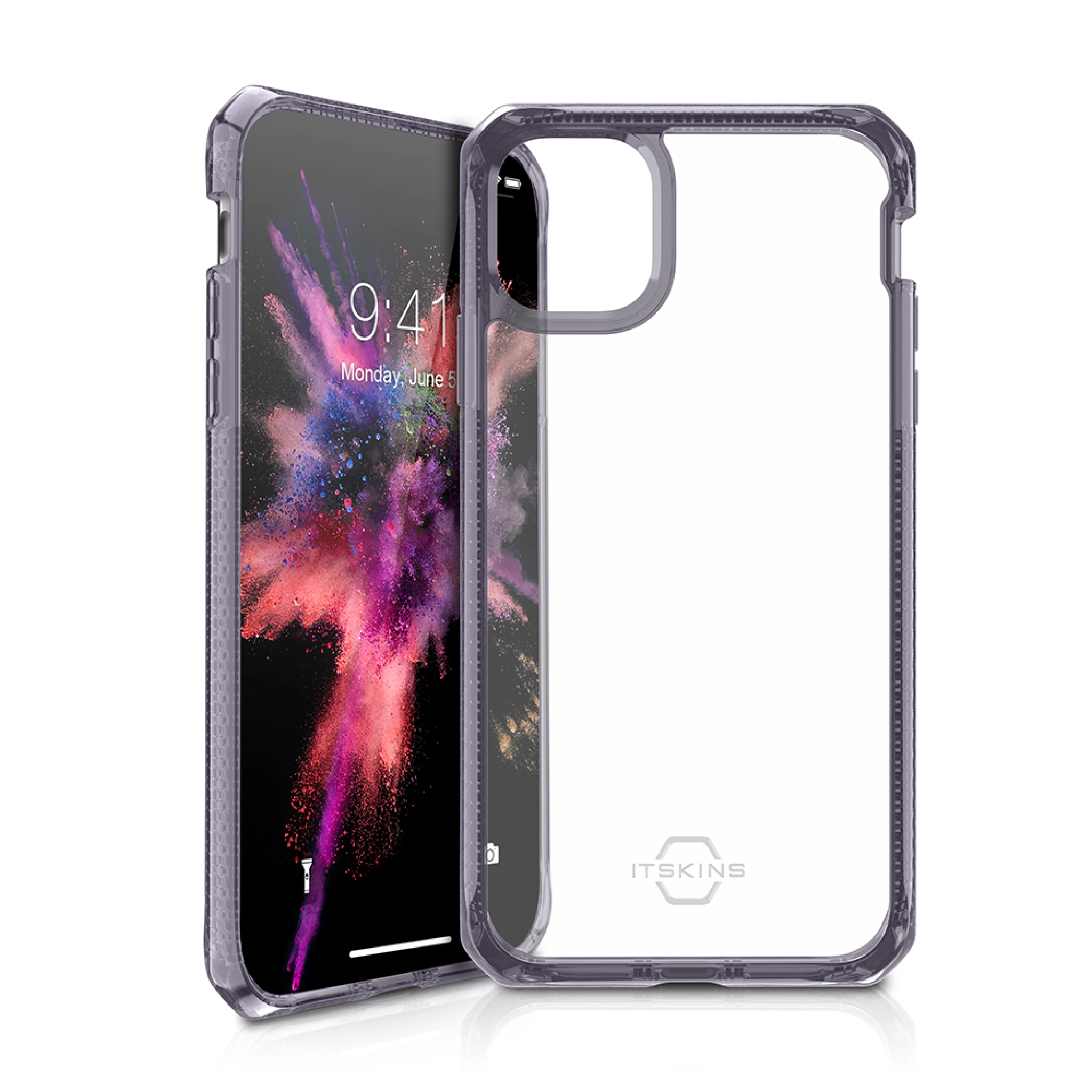 ITSKINS HYBRID CLEAR cover til iPhone 11 Pro / XS / X®. Lys lilla og gennemsigtig