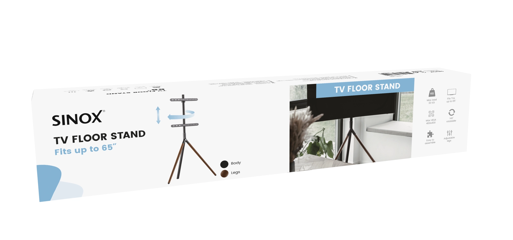 Sinox Tripod TV gulvstand med drejbar top. 45"-65". Mørkt træ/sort Sinox Tripod TV gulvstand med drejbar top. 45"-65". Mørkt træ/sort
