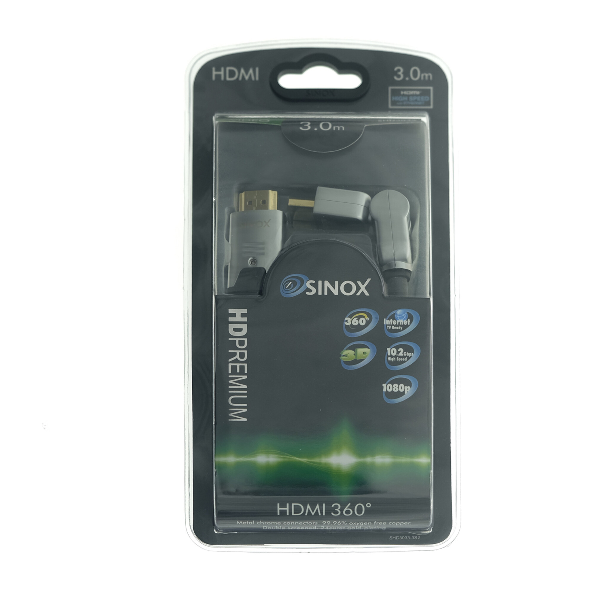 Sinox SHD HDMI™ kabel med Ethernet. 3m. Sort