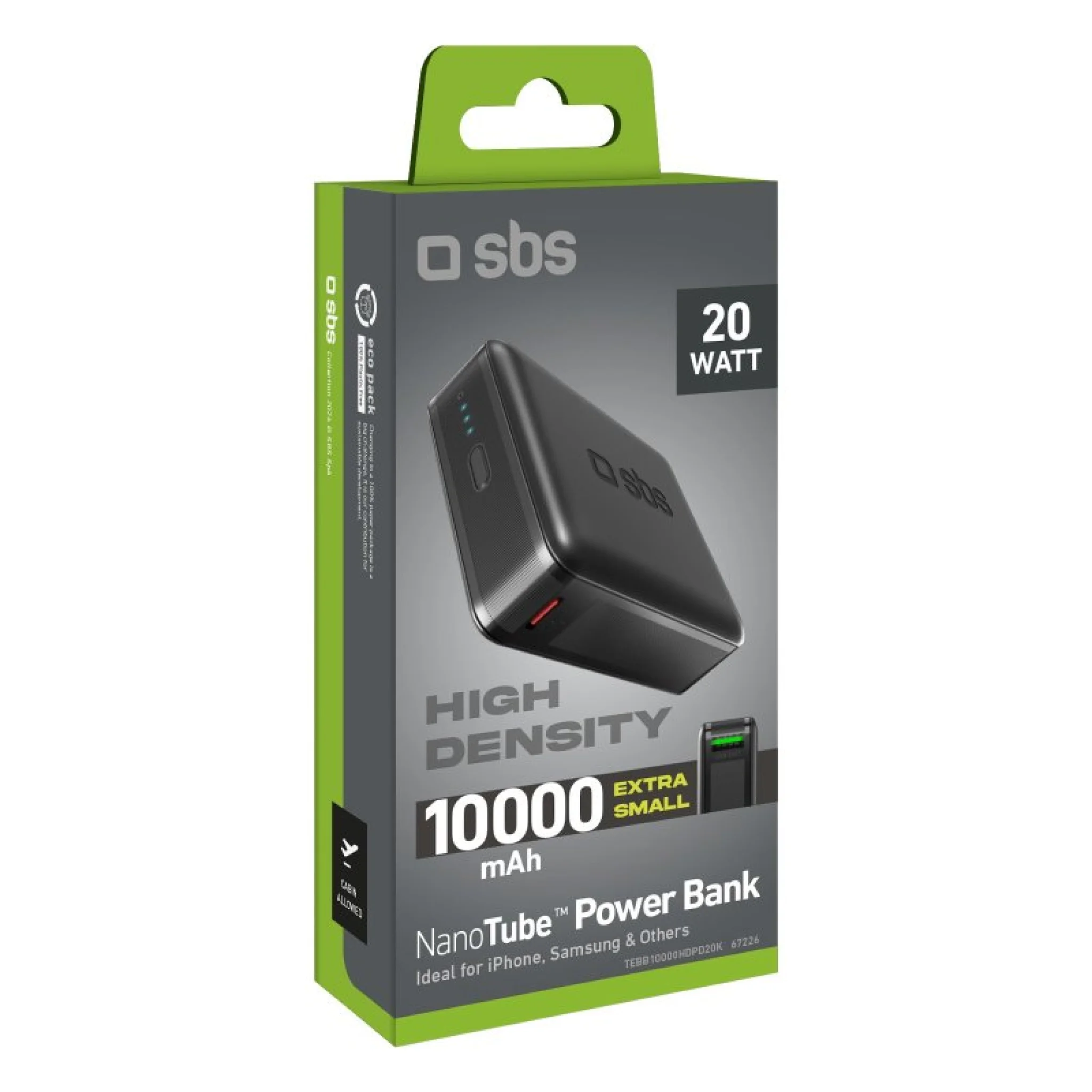 SBS 10.000 mAh PD powerbank. Sort