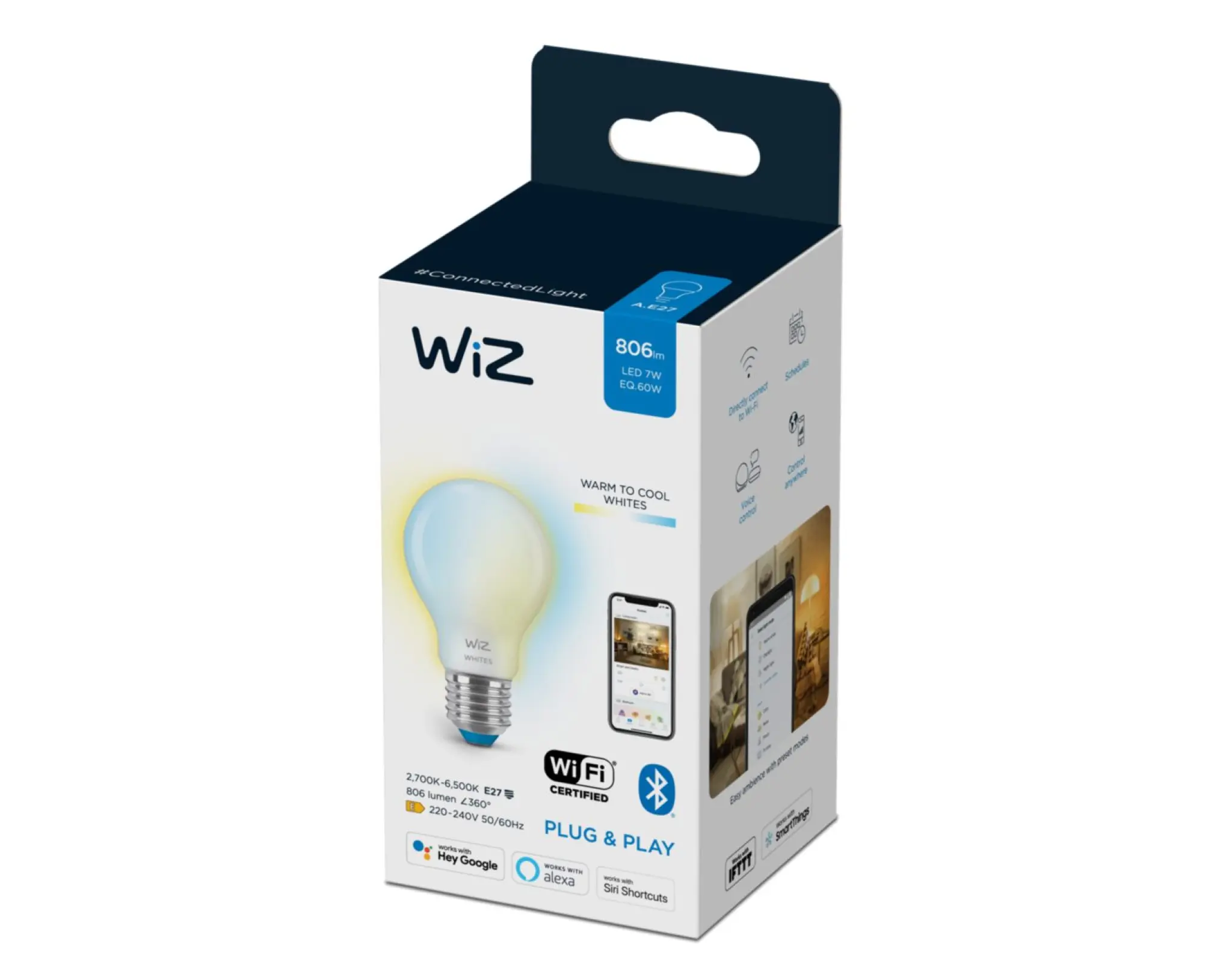 WiZ LED pære. E27. Kold til varm hvid