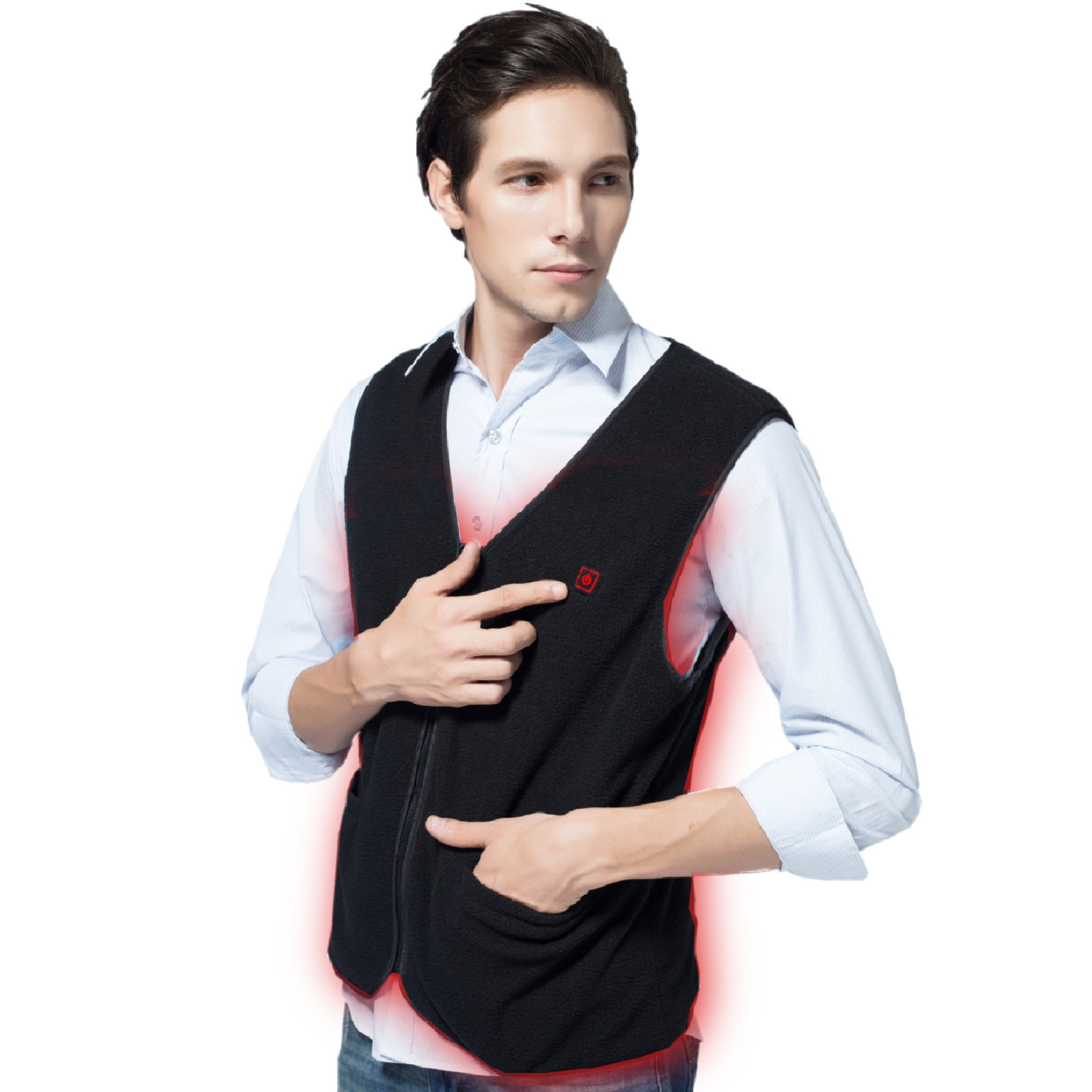 Glovii opvarmet fleecevest XL. Sort