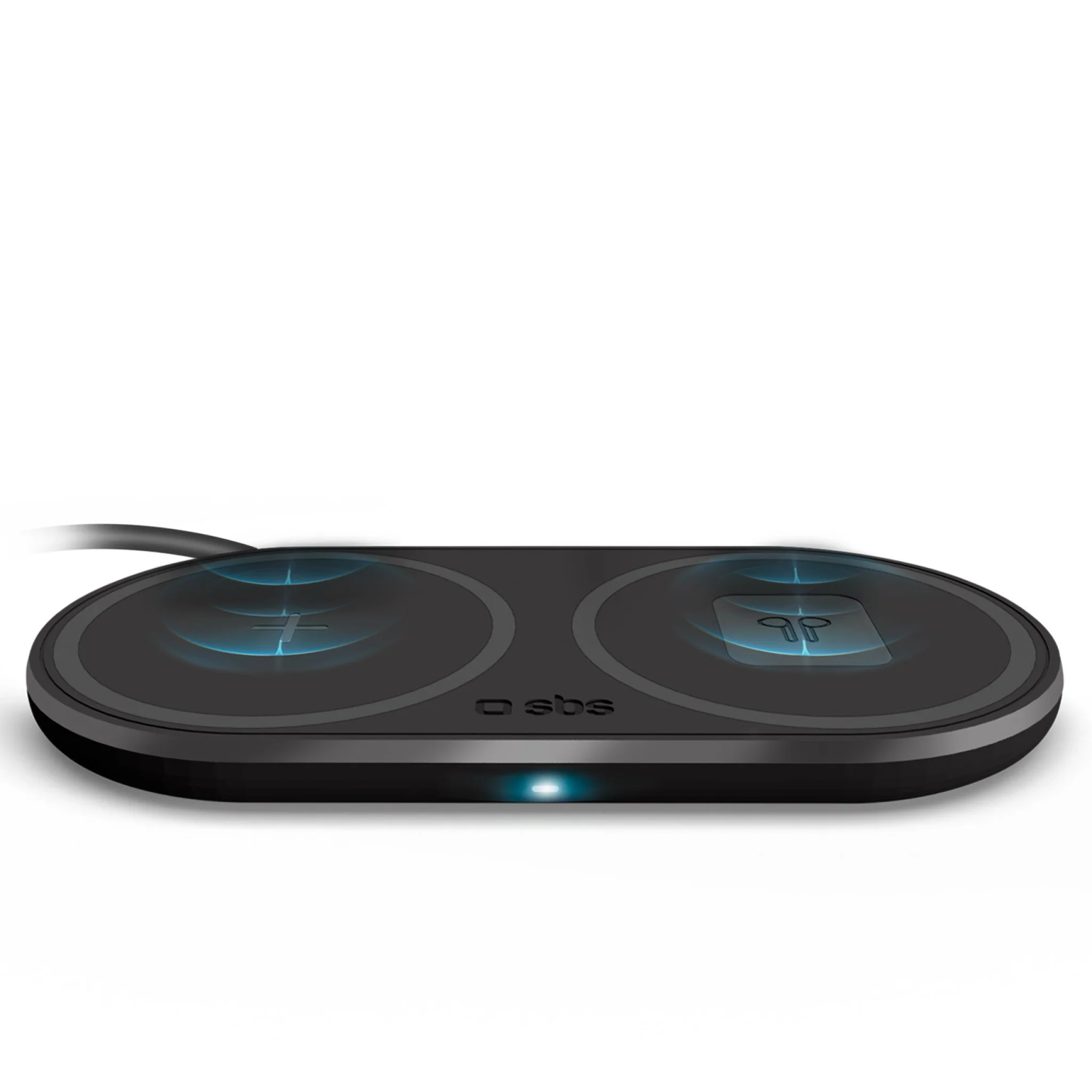 SBS dobbelt trådløs 10W+10W Qi opladerplade. Sort SBS dobbelt trådløs 10W+10W Qi opladerplade. Sort