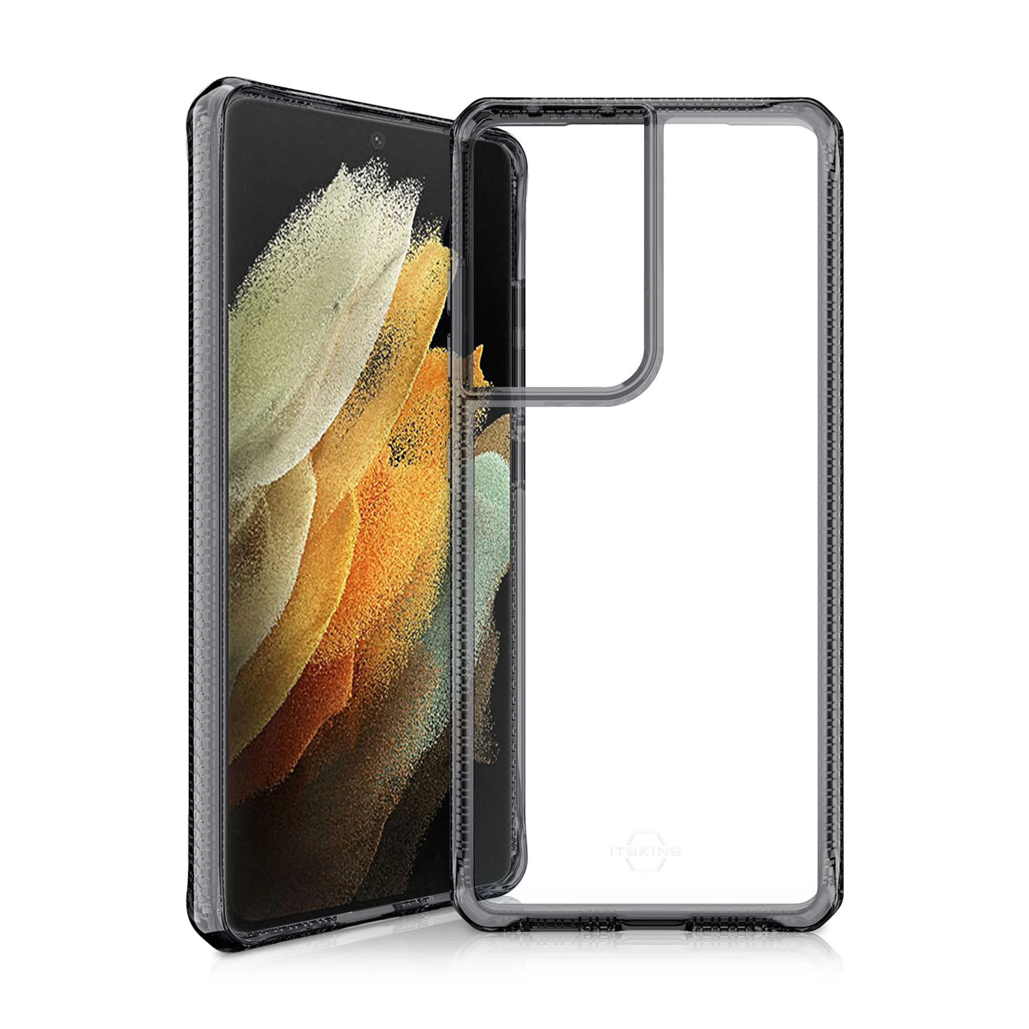 ITSKINS HYBRID CLEAR cover til Samsung Galaxy S21 Ultra 4G / 5G®. Sort og gennemsigtig