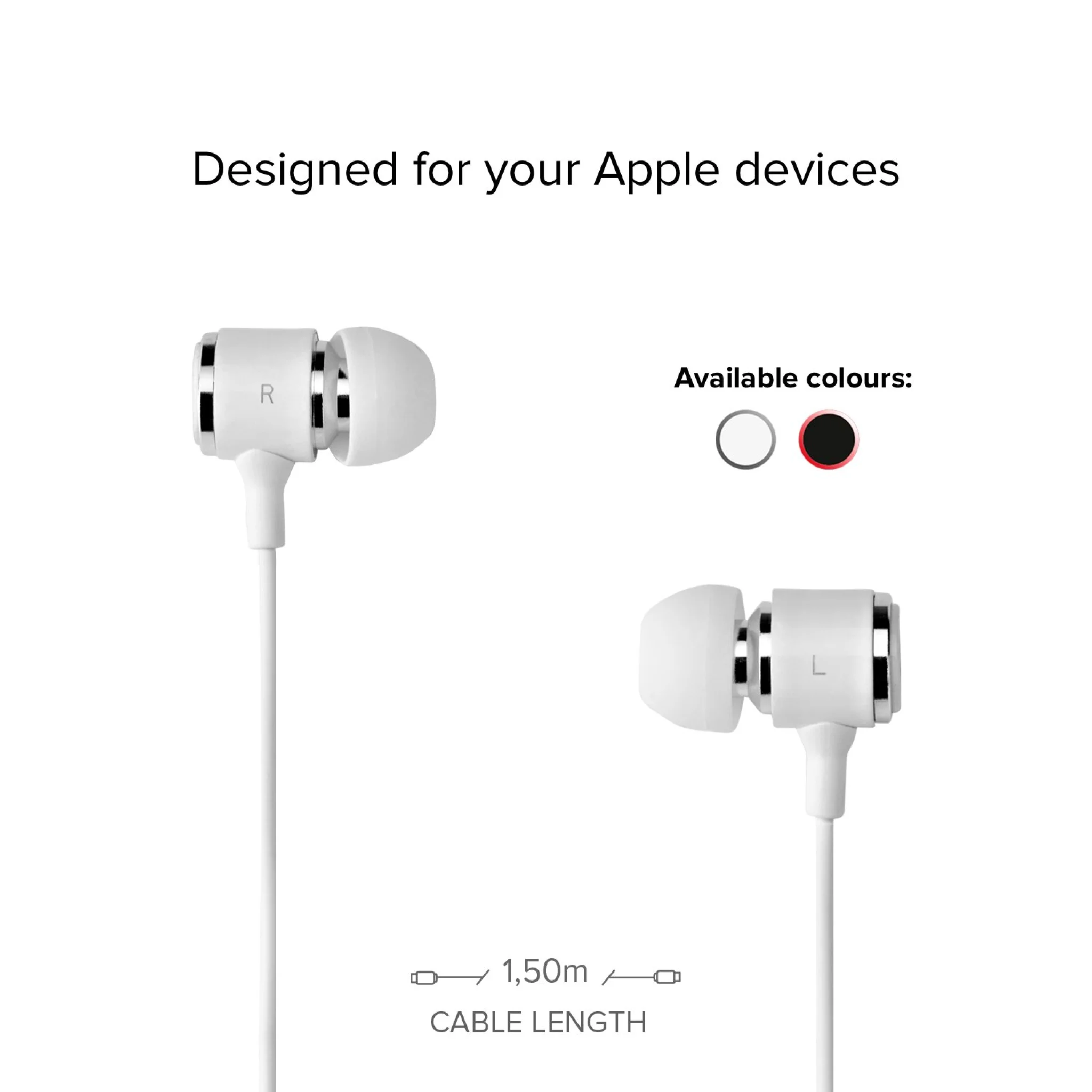 SBS in-ear stereo høretelefoner med Lightning-stik. Hvid