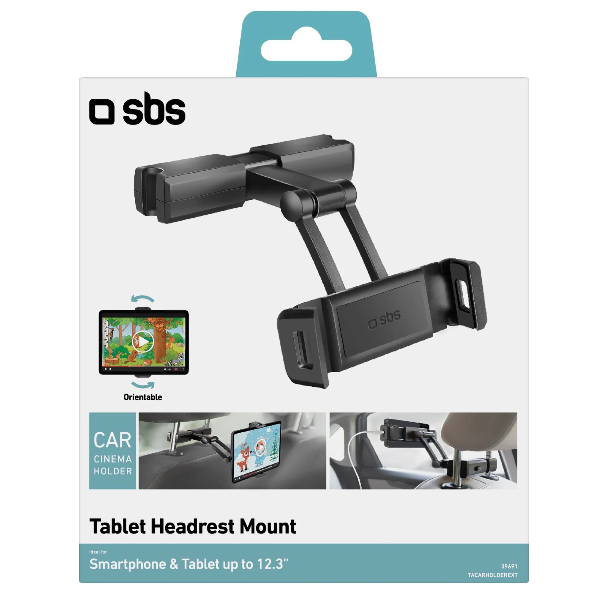 SBS nakkestøtteholder til smartphones og tablets op til 12,3"