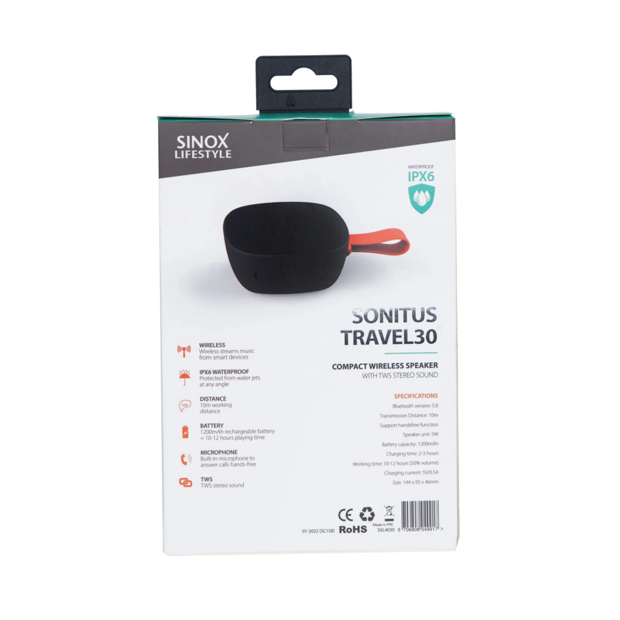 Sinox Sonitus Travel30 højttaler. Sort
