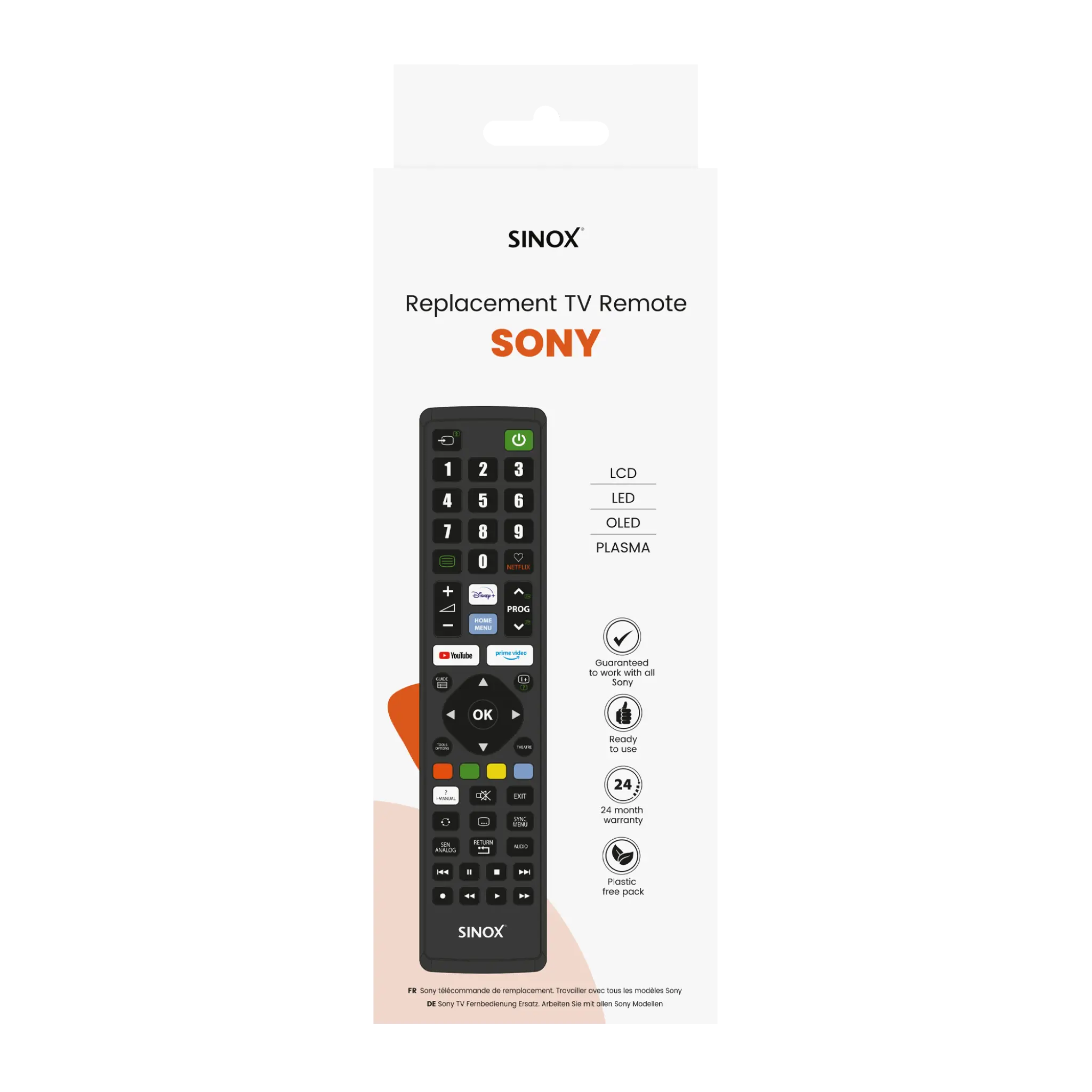 Sinox fjernbetjening til Sony