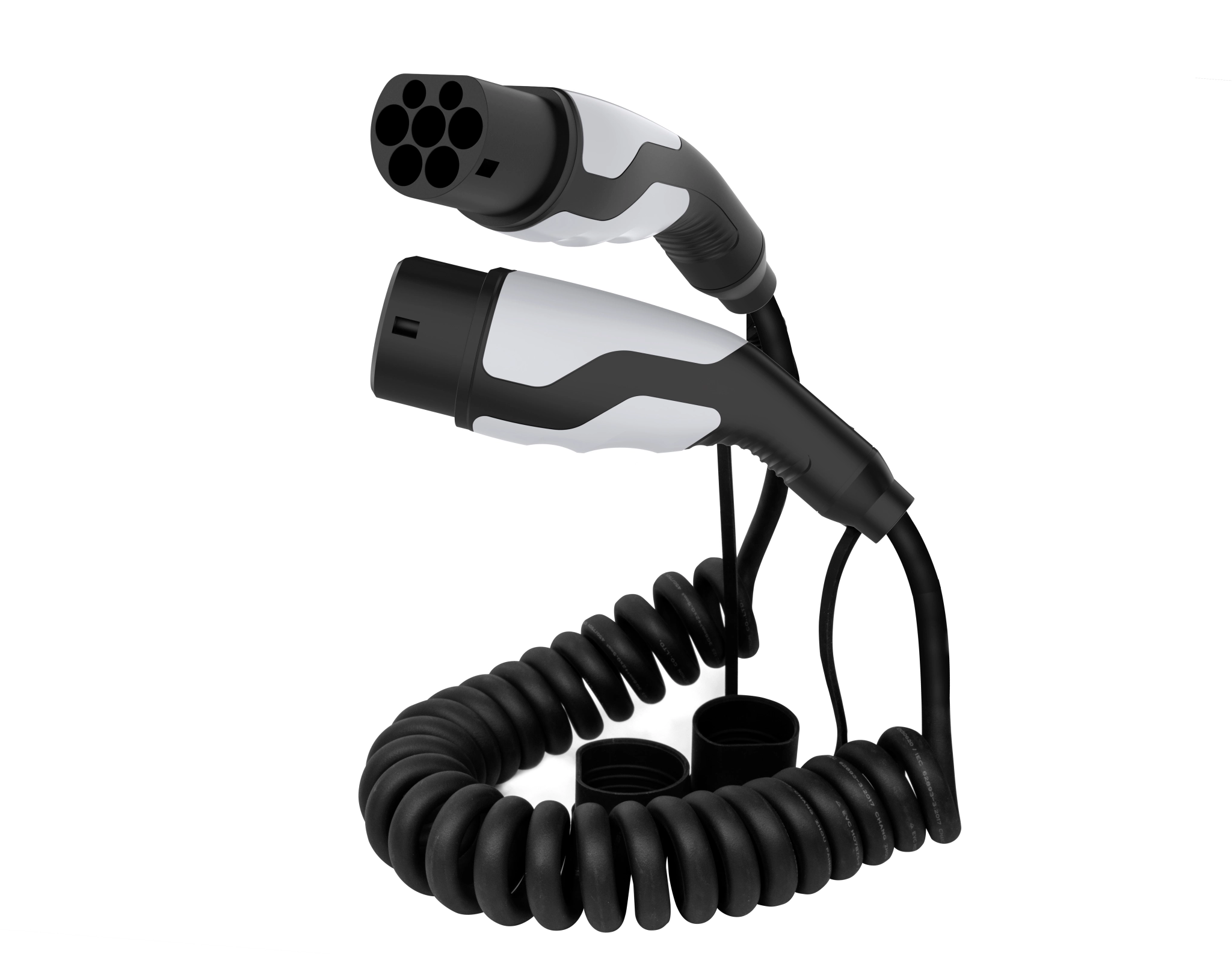 Sinox EV spiral ladekabel Mode 3. 32A 3 faser. 5m. Sort