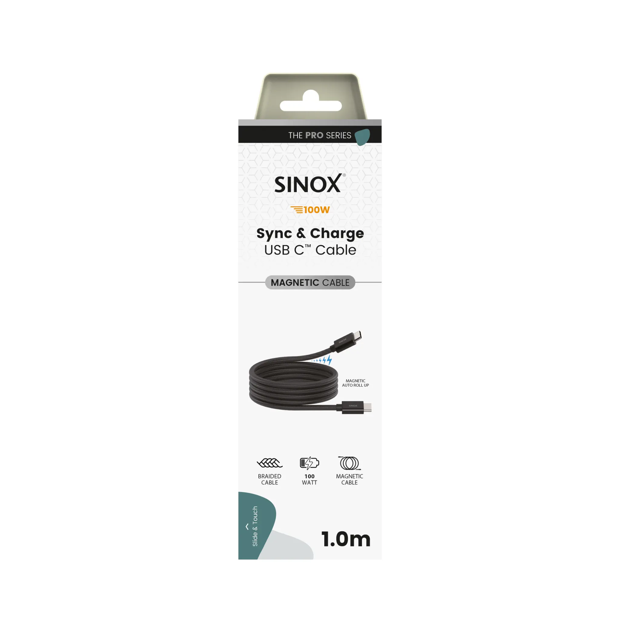 Sinox PRO USB C 2.0 magnetisk kabel. 1m. Sort Sinox PRO USB C 2.0 magnetisk kabel. 1m. Sort
