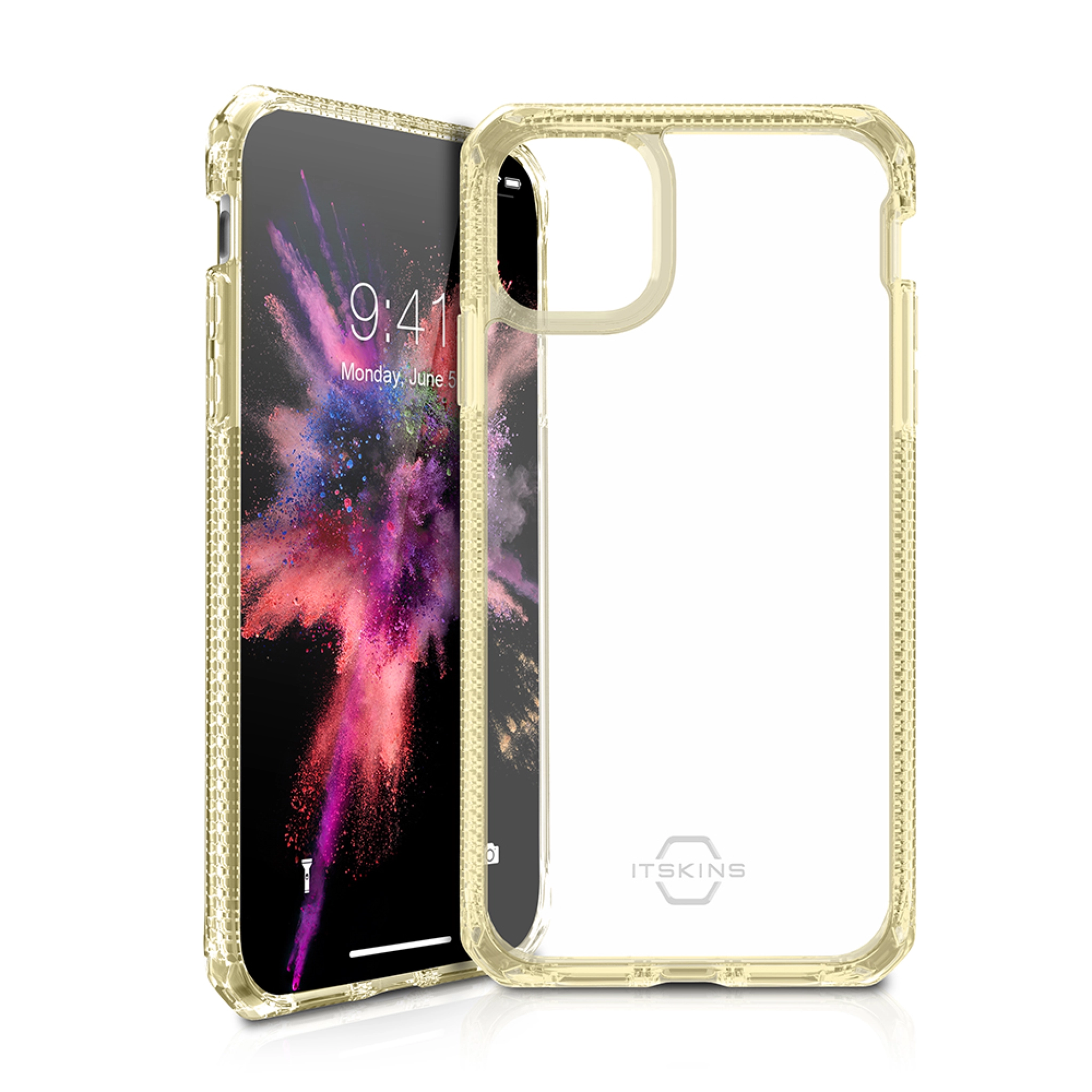 ITSKINS HYBRID CLEAR cover til iPhone 11 Pro / XS / X®. Lys gul og gennemsigtig