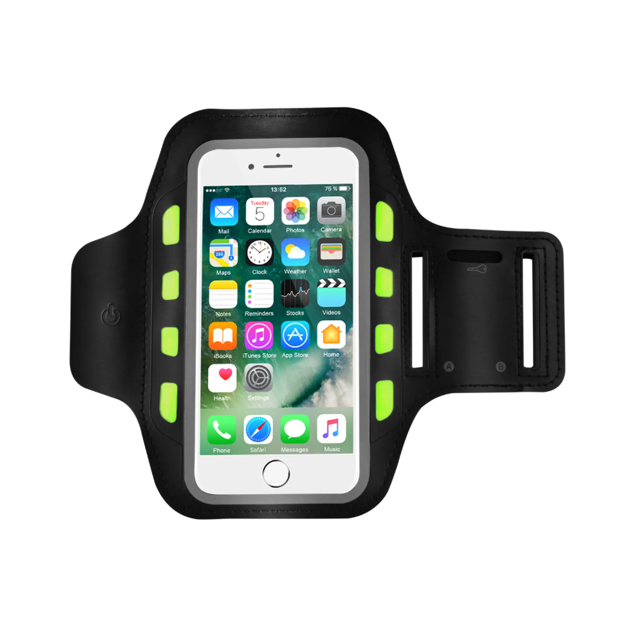 Sinox løbearmbånd med LED lys til iPhone. Sort