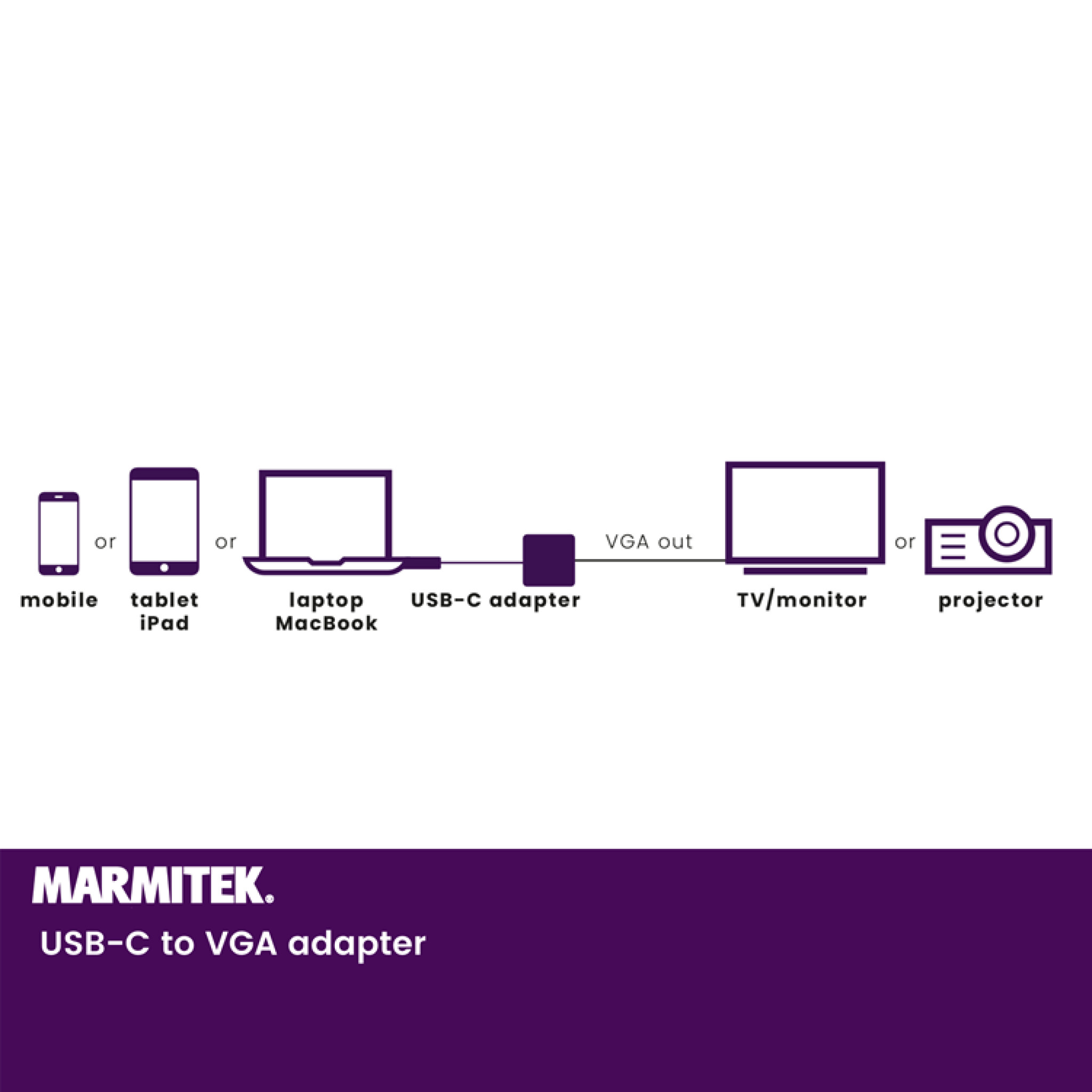 Marmitek USB-C til VGA adapter. 0,15m