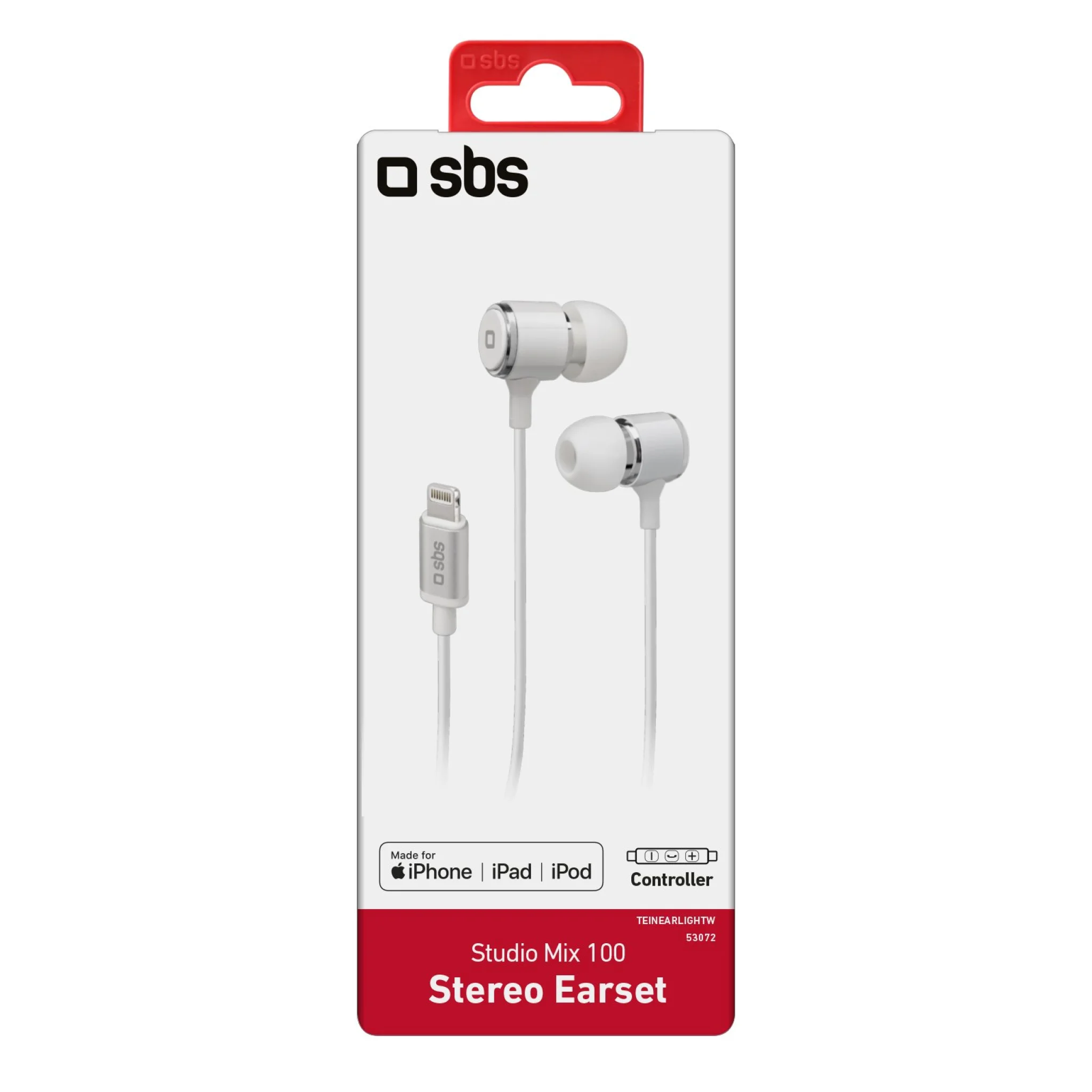 SBS in-ear stereo høretelefoner med Lightning-stik. Hvid