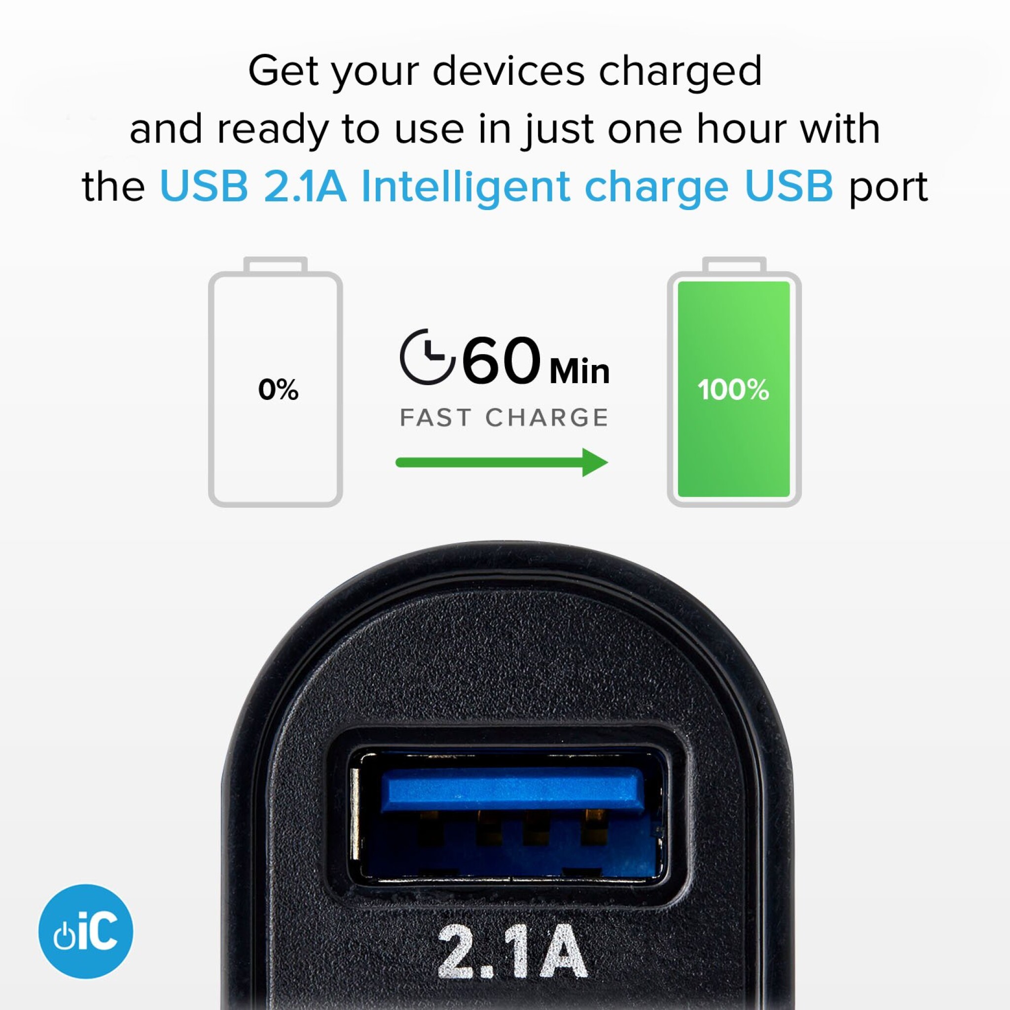 SBS USB C biloplader kit. 1A + 2.1A. 1m. Sort