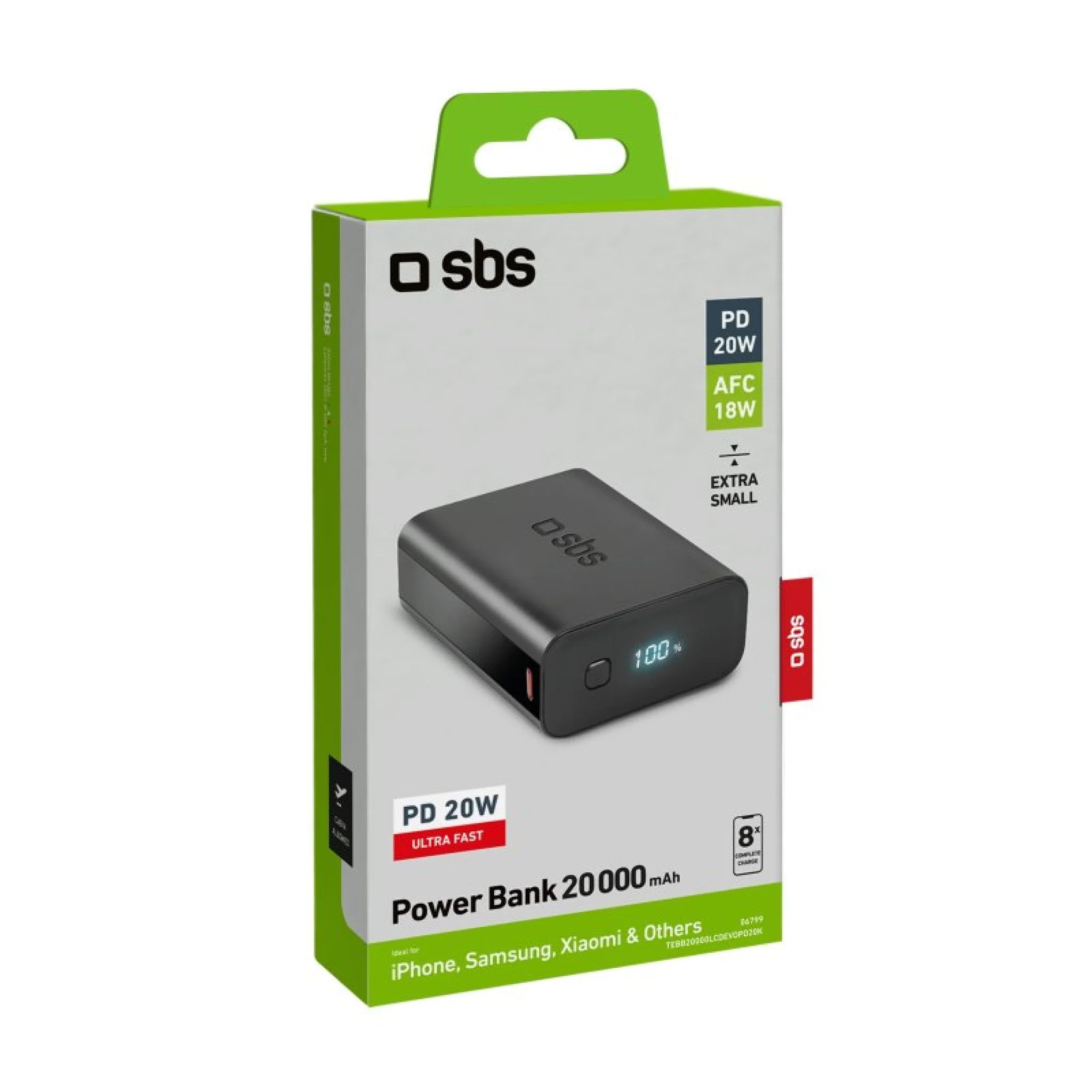 SBS powerbank 20.000 mAh. Sort