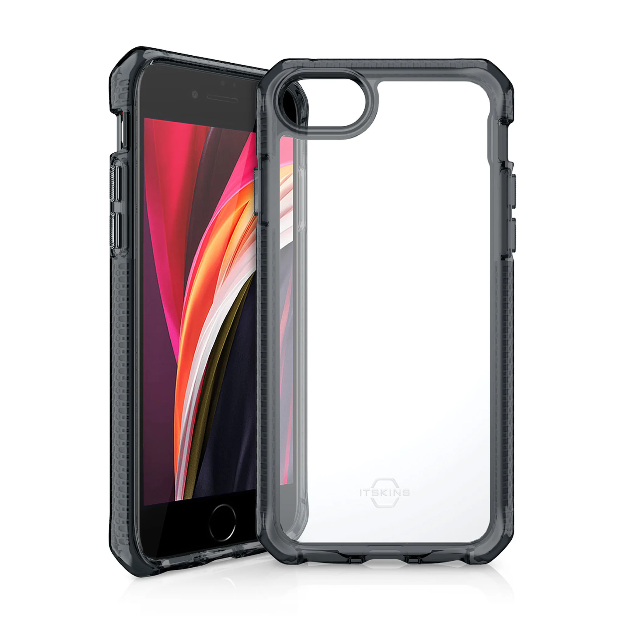 ITSKINS SUPREME CLEAR cover til iPhone SE (2022/2020) / 8 / 7 / 6s / 6®. Smoke og gennemsigtig