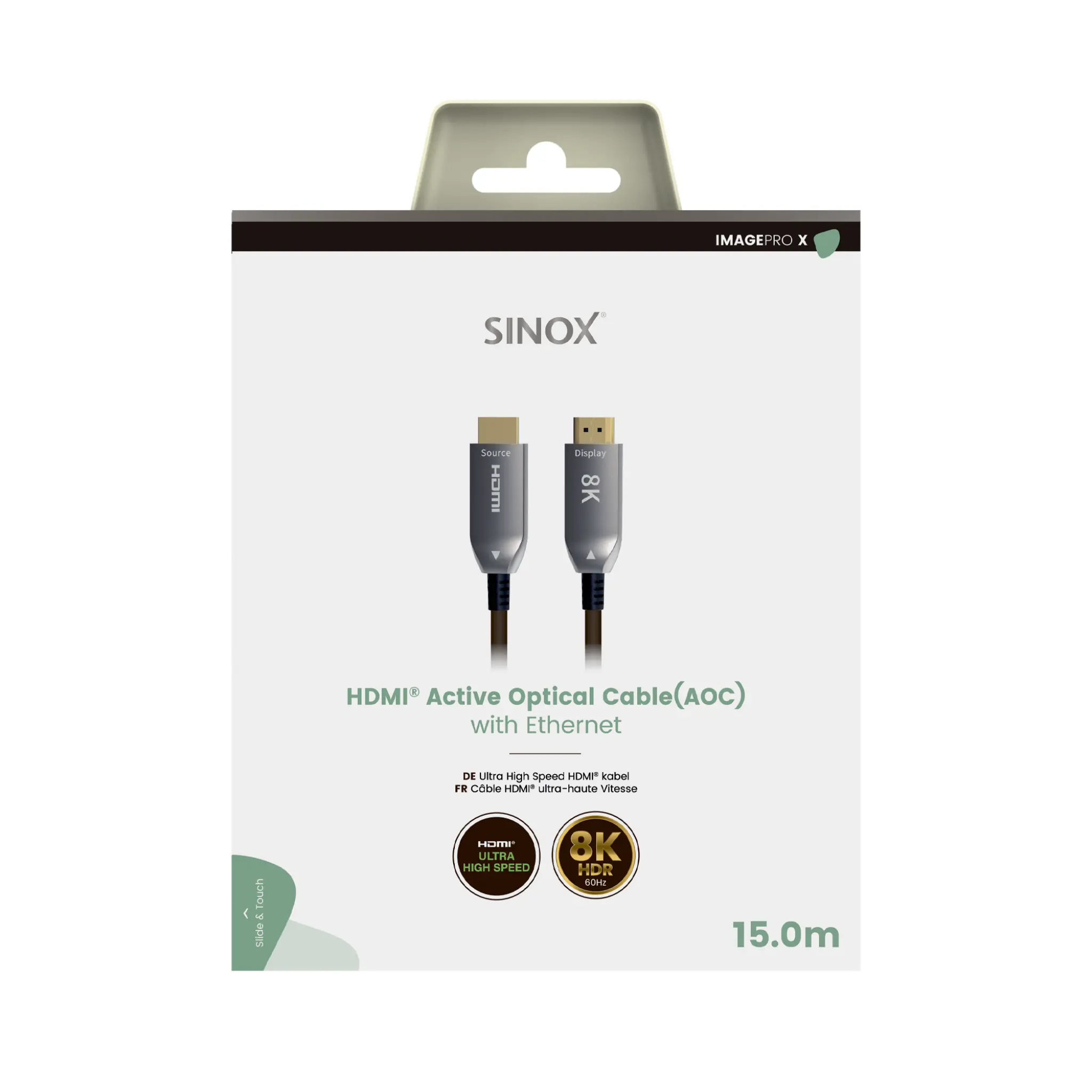 Sinox PRO X HDMI™ Optisk kabel 8K60Hz+E. 15m. Sort