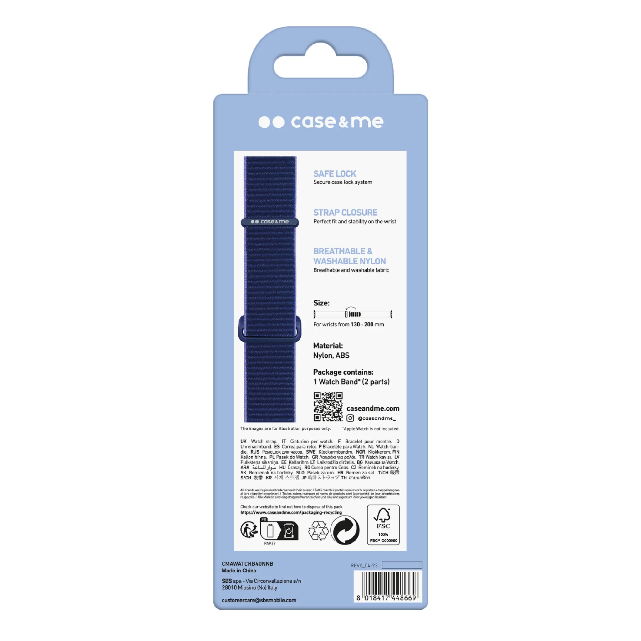 SBS nylon urrem til Apple Watch 38/40/41mm. Navy blå