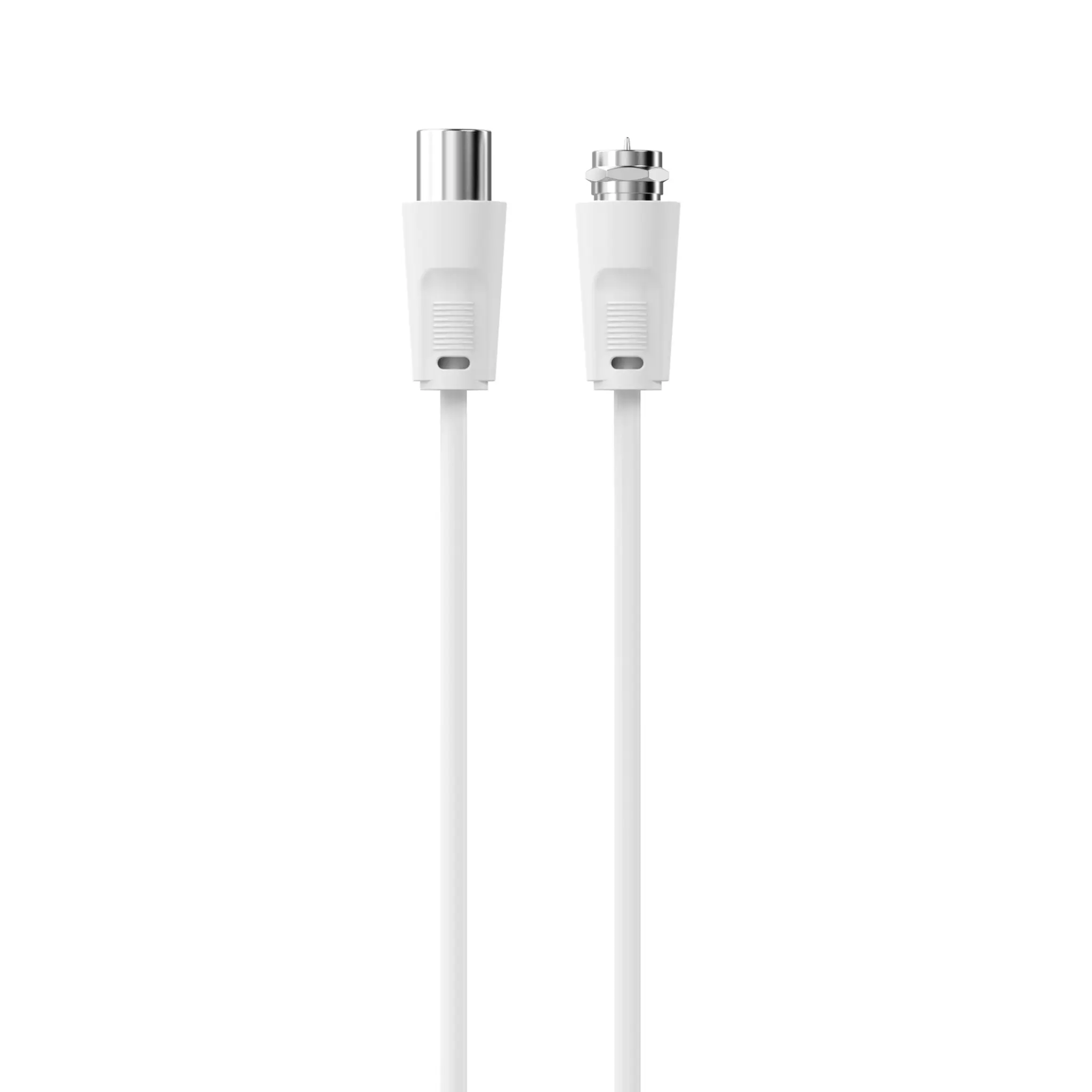 Connectech antennekabel med koaksial og F-stik. 1.5m. Hvid