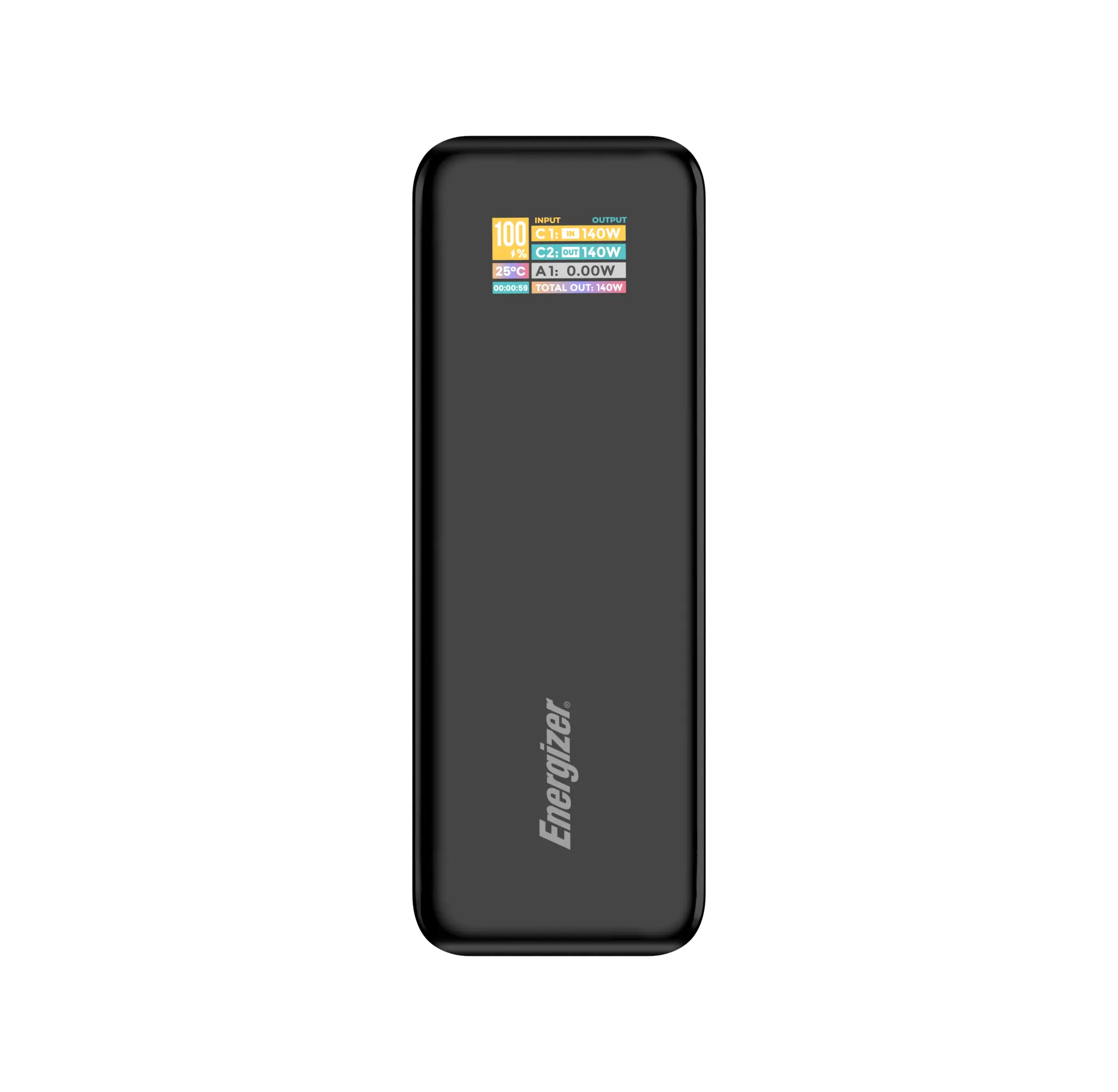 Energizer 140W højhastigheds USB-C PD & USB-A Power Bank. Sort