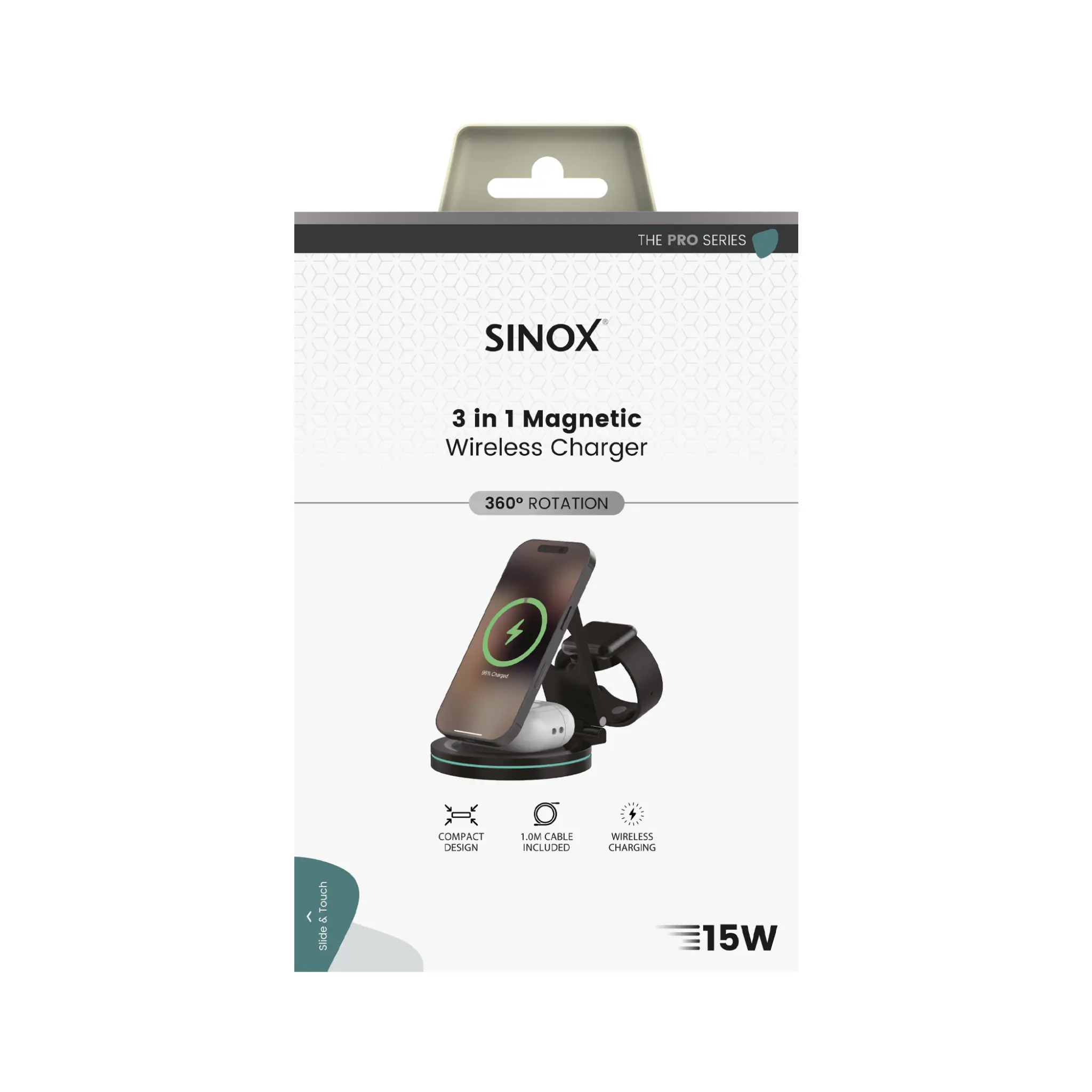 Sinox PRO 3-i-1 trådløs 15W opladerstand. Sort Sinox PRO 3-i-1 trådløs 15W opladerstand. Sort
