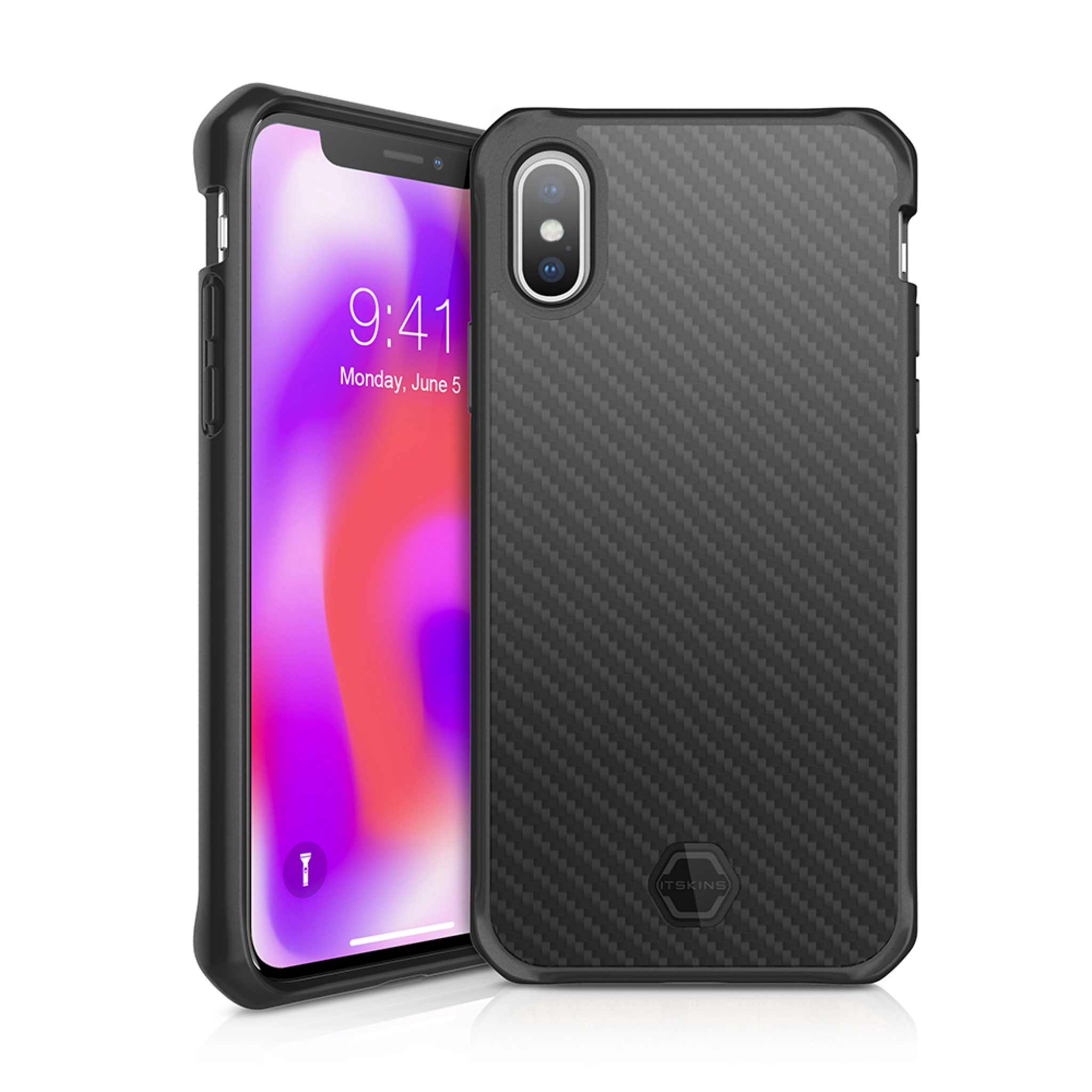 ITSKINS HYBRID CARBON cover til iPhone XS Max®. Sort