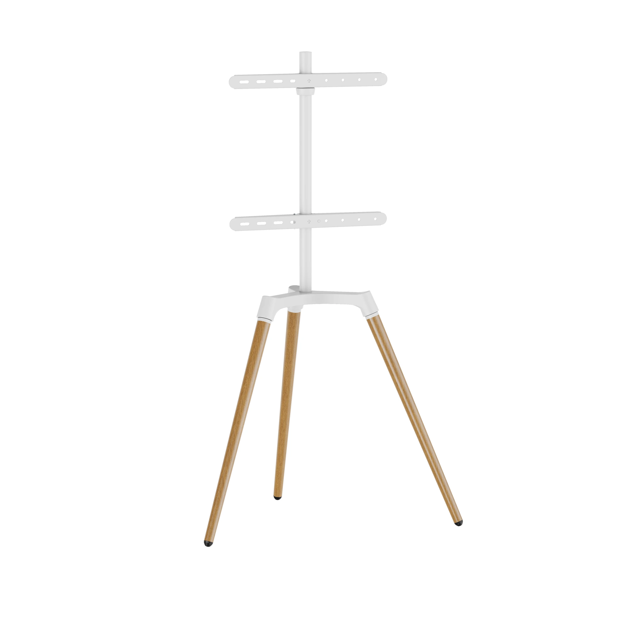 Sinox Tripod TV gulvstand med drejbar top. 50"-65". Lyst træ/hvid