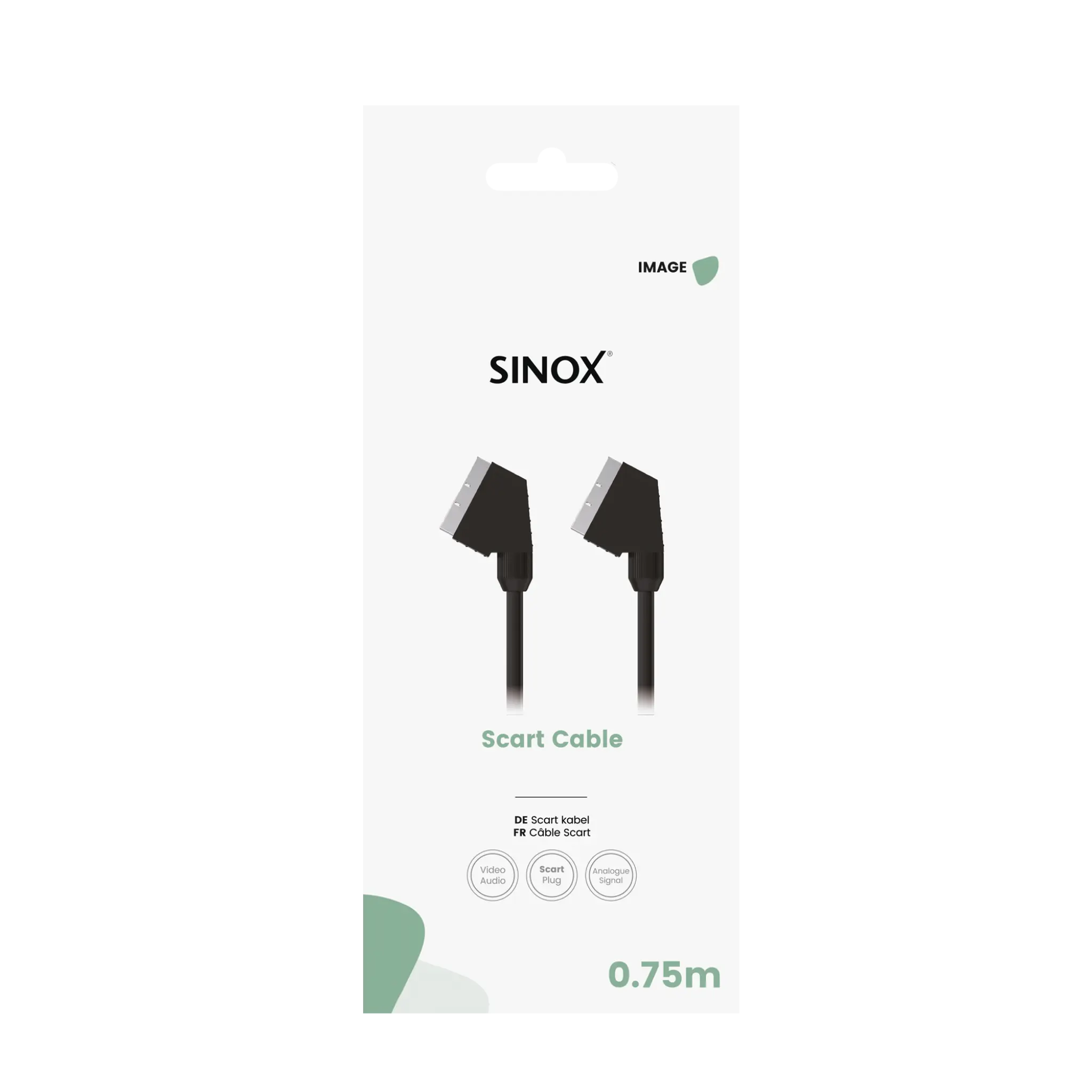 Sinox Scart kabel. 0,75m. Sort