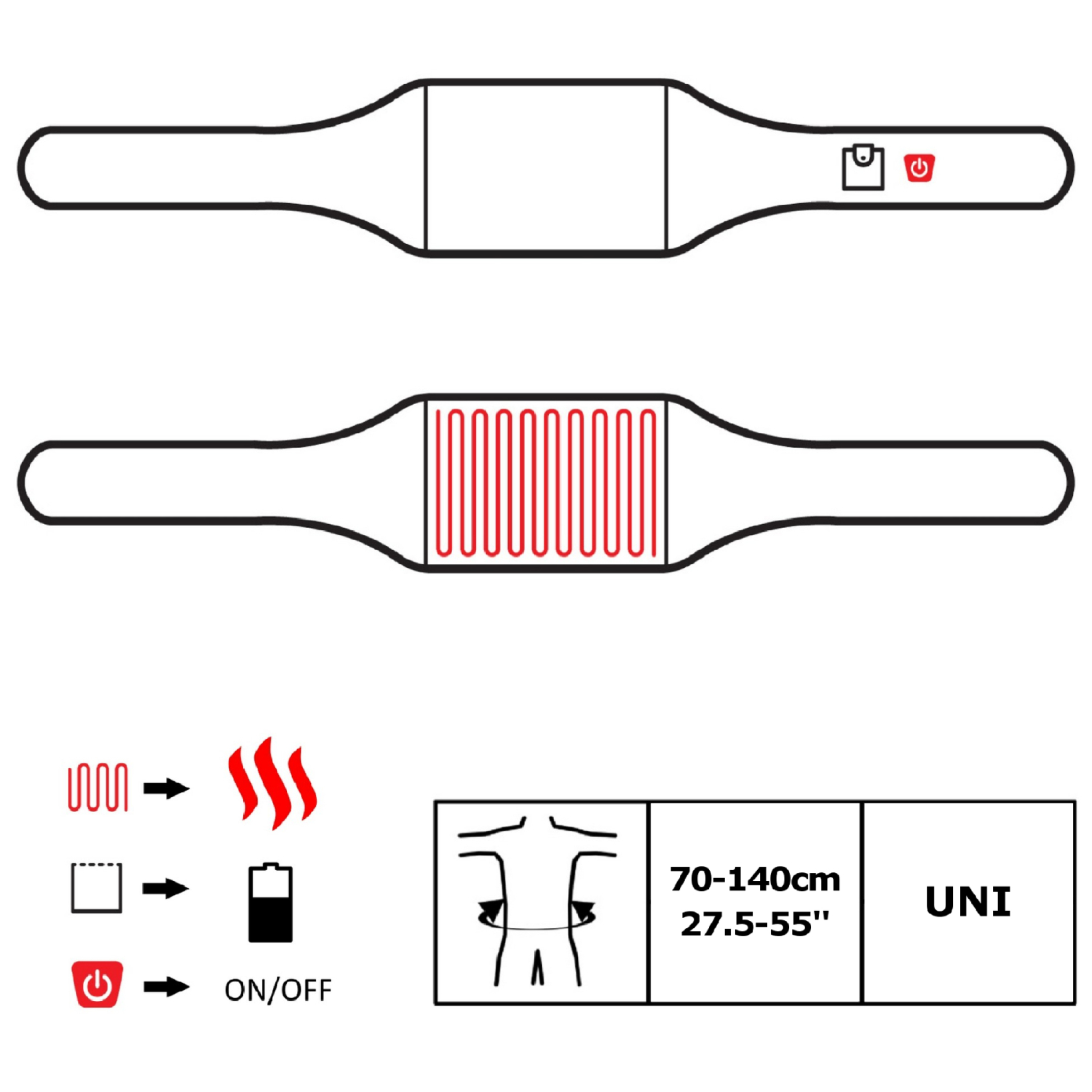 Glovii opvarmet universelbælte med USB-indgang. Grå/sort Glovii opvarmet universelbælte med USB-indgang. Grå/sort