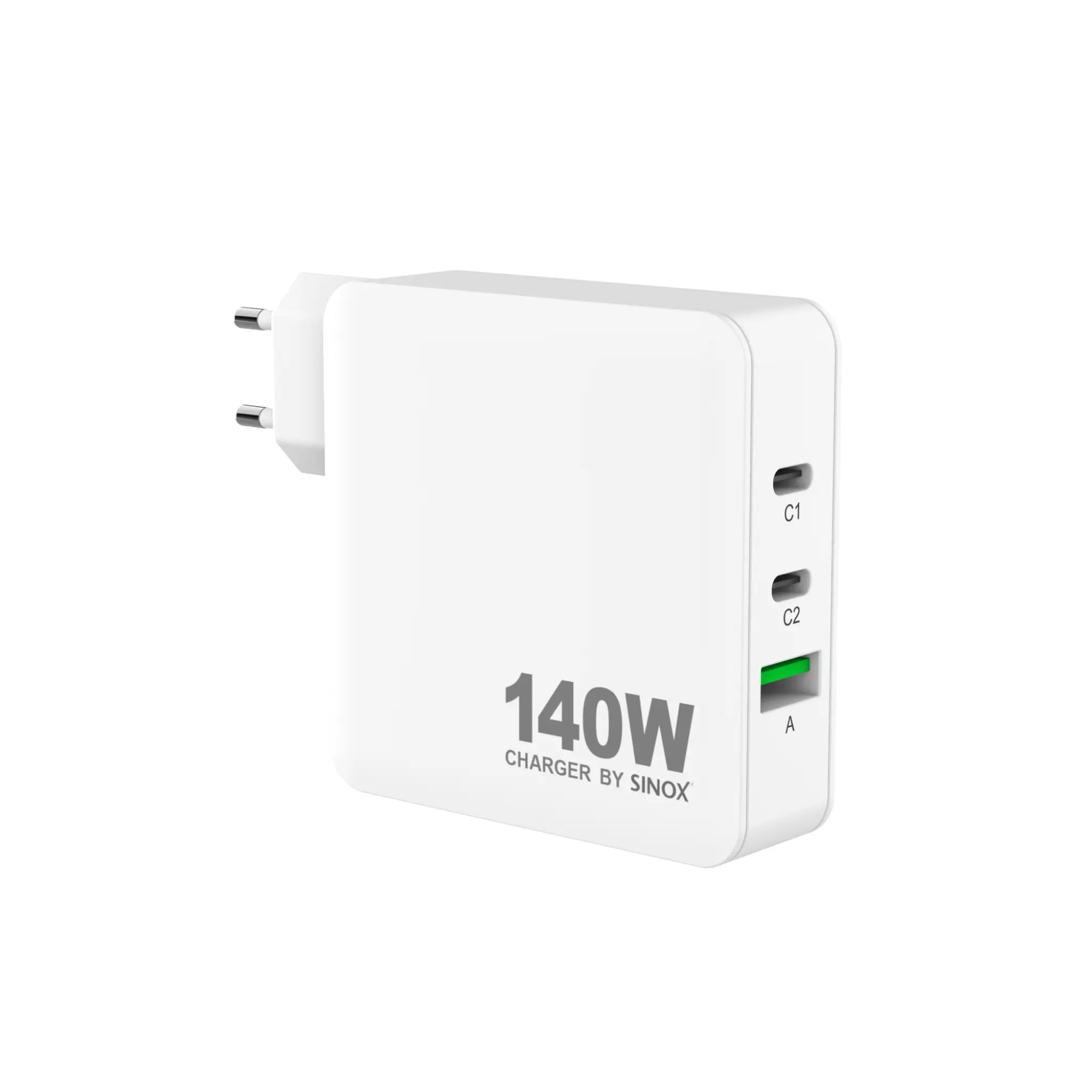 Sinox PRO 230V 2xUSB-C 1xUSB-A oplader 140W. Hvid