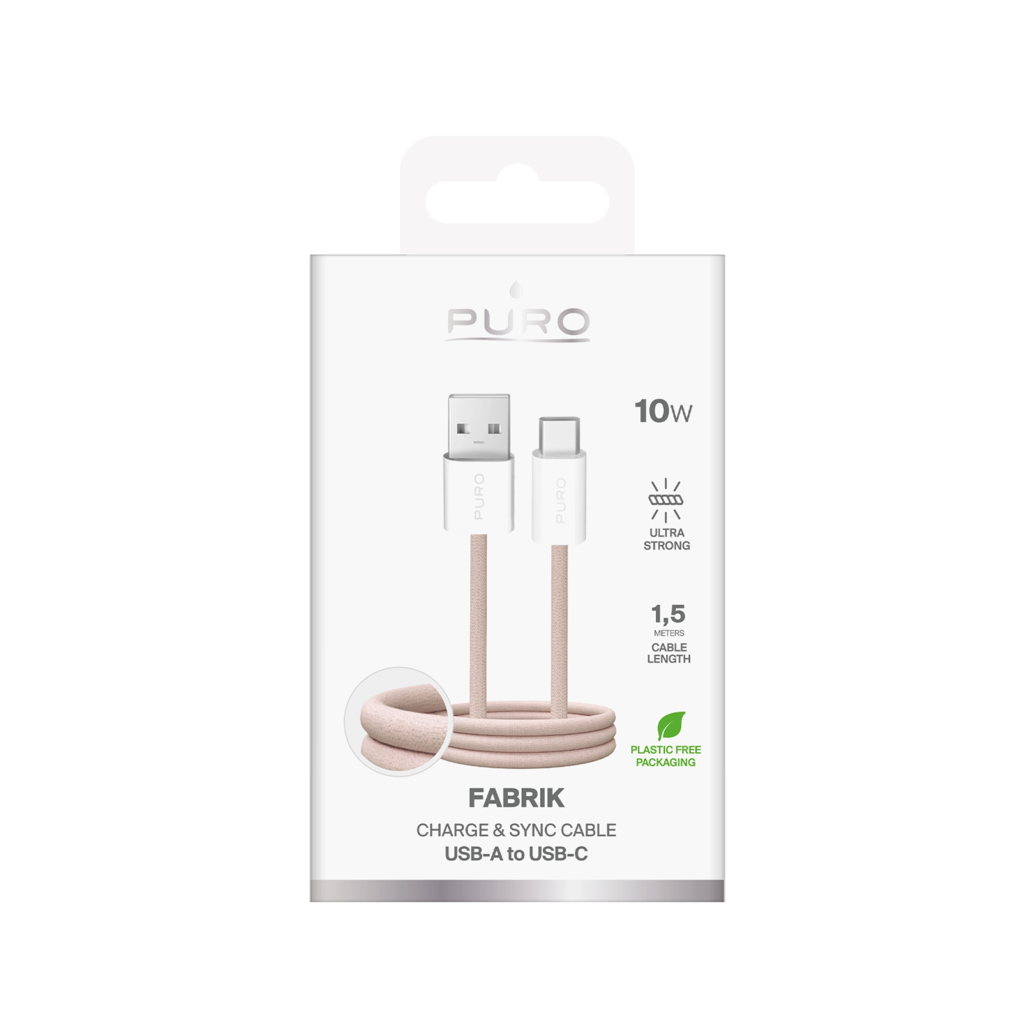 PURO Fabrik 2.0 USB-A - USB-C opladnings- og synkroniseringskabel