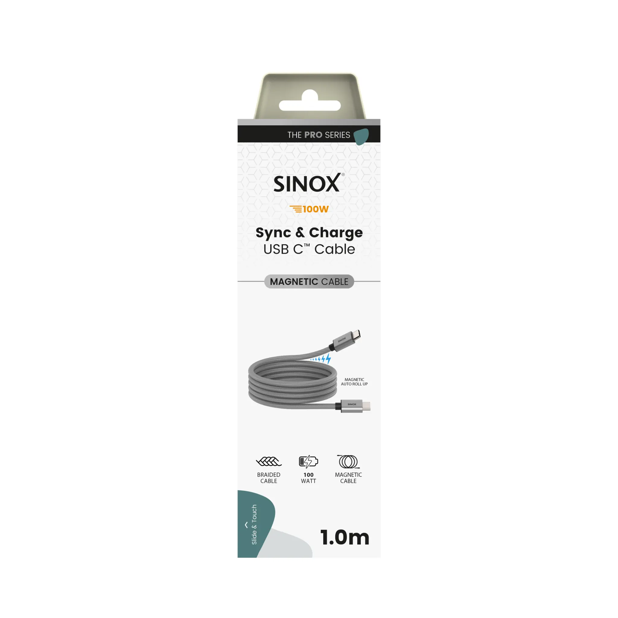 Sinox PRO USB C 2.0 magnetisk kabel. 1m. Grå Sinox PRO USB C 2.0 magnetisk kabel. 1m. Grå