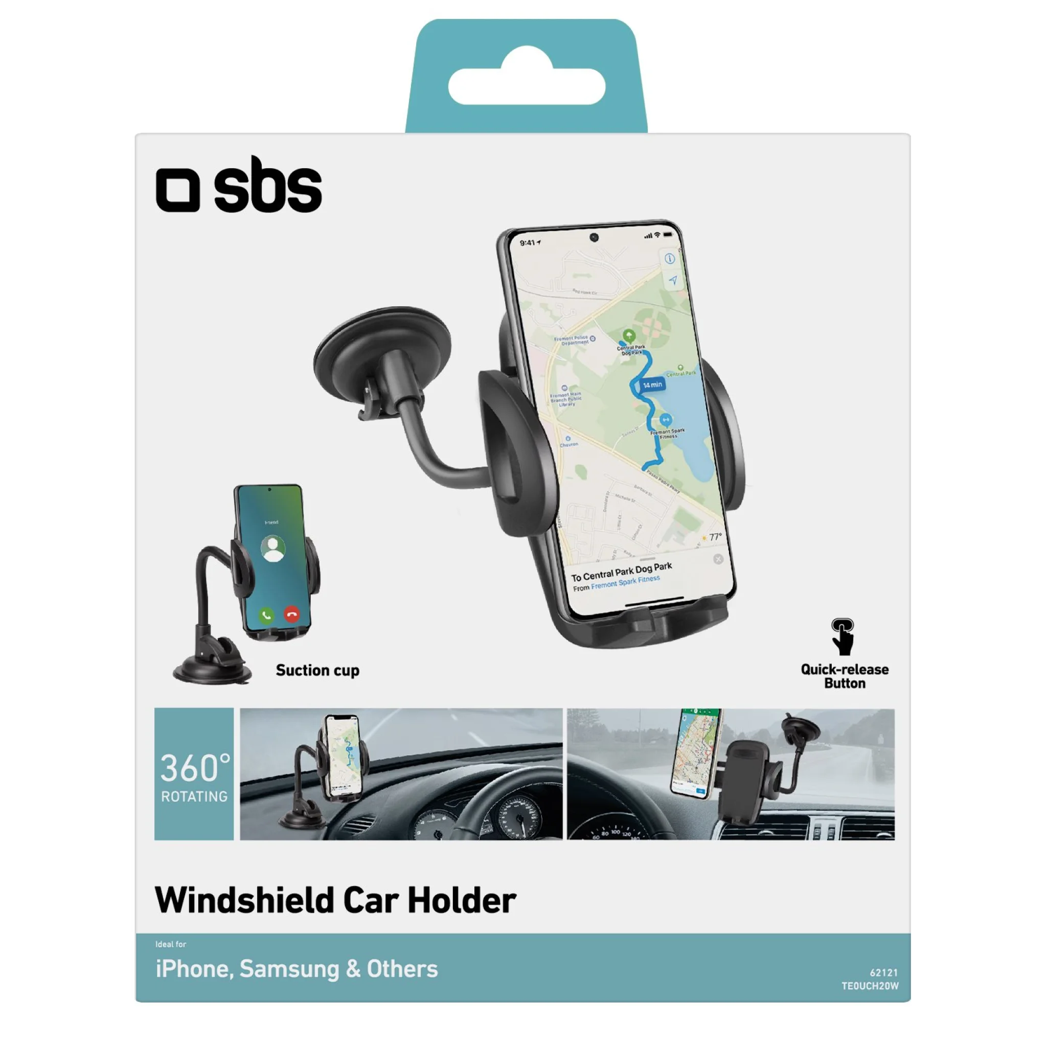 SBS Universel Freeway mobilholder til bilen. Sort