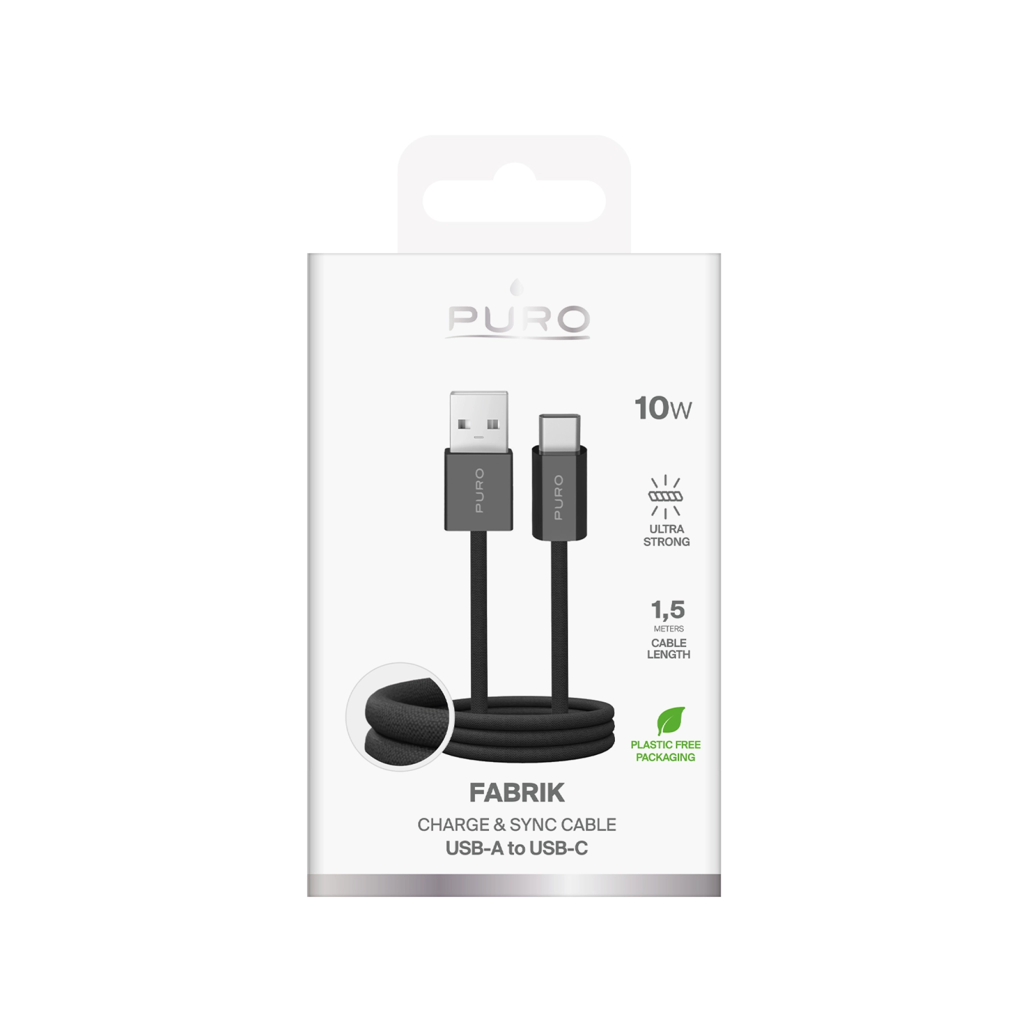 PURO Fabrik 2.0 USB-A - USB-C opladnings- og synkroniseringskabel