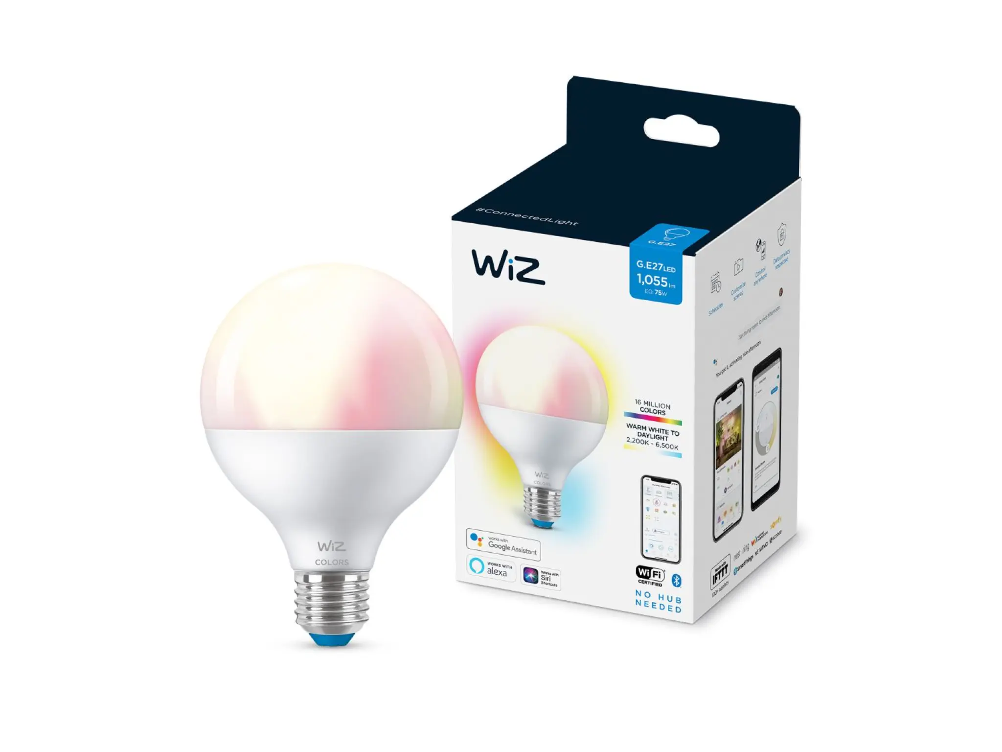 WiZ LED pære. E27. Hvid + 16 mio. farver