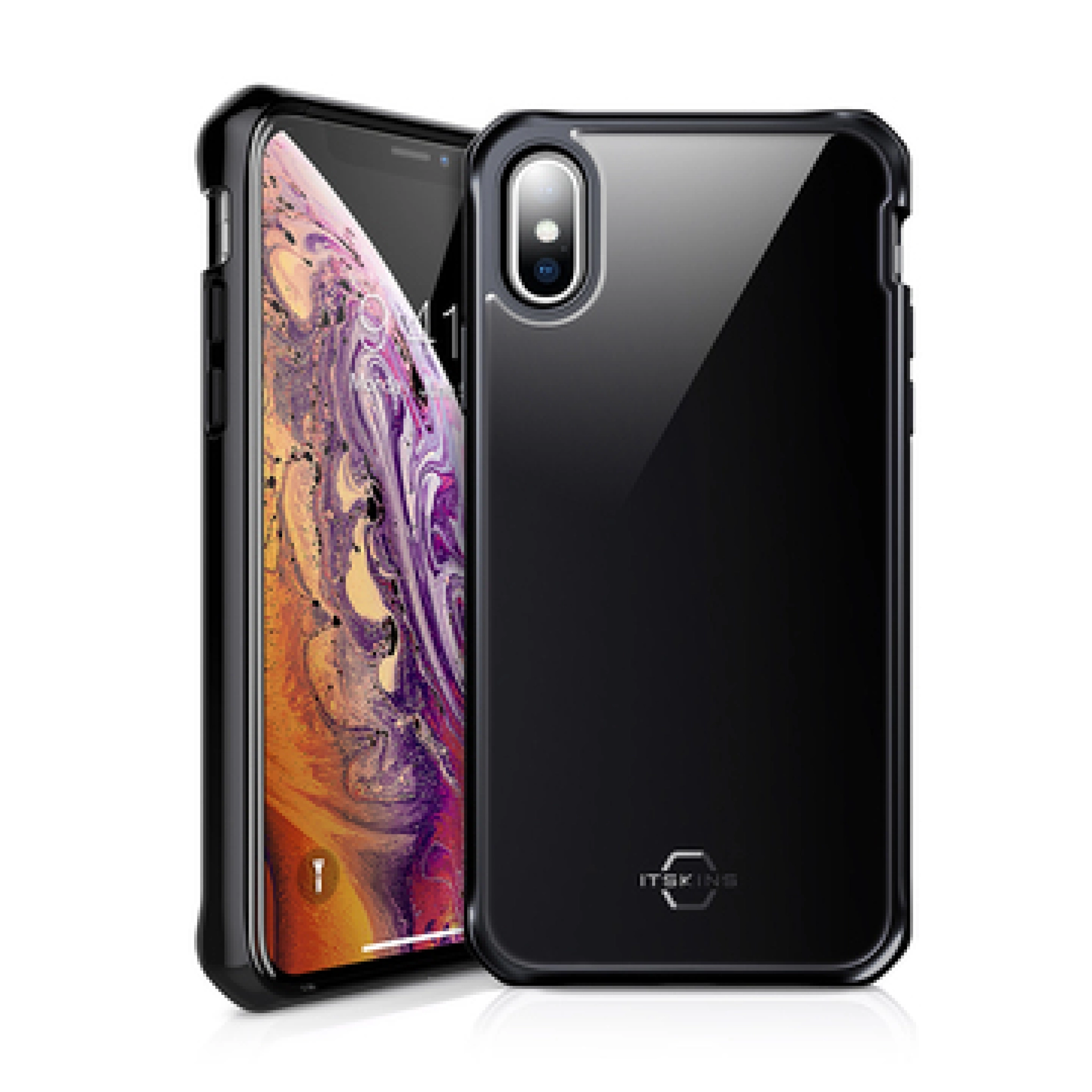 ITSKINS HYBRID GLASS cover til iPhone XS / X®. Sort