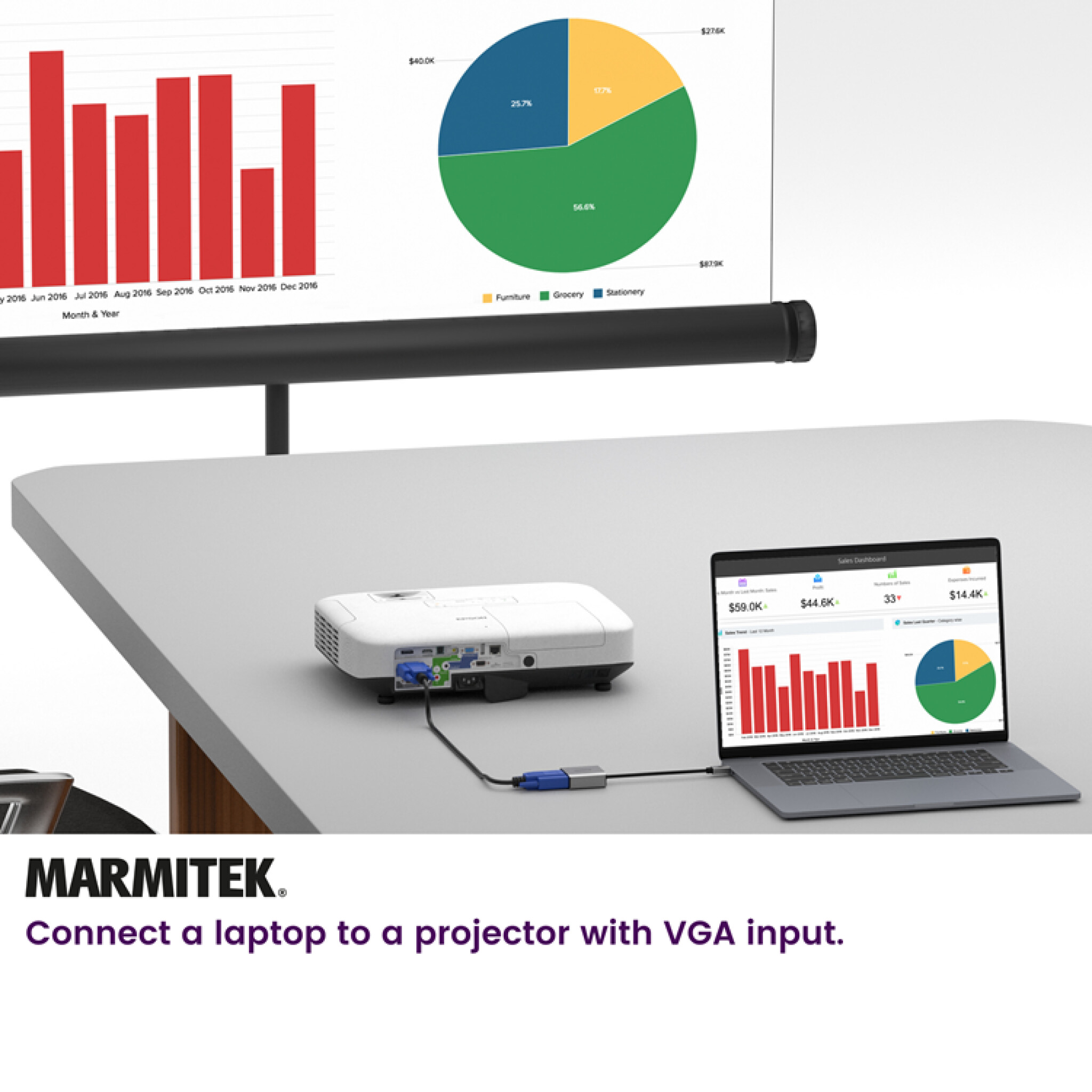 Marmitek USB-C til VGA adapter. 0,15m