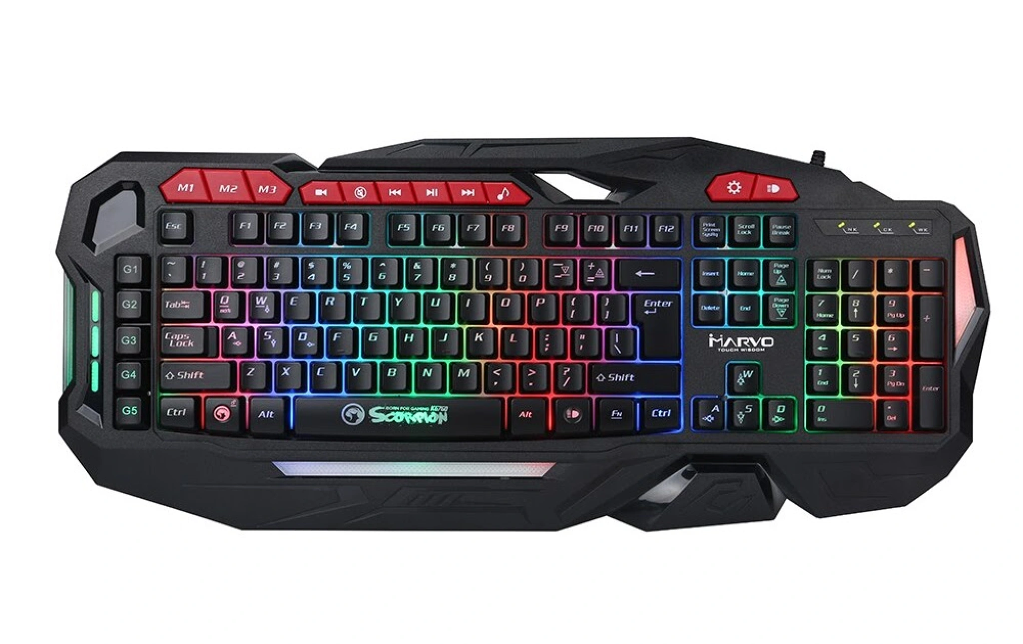 Marvo gaming tastatur. Nordisk. Sort