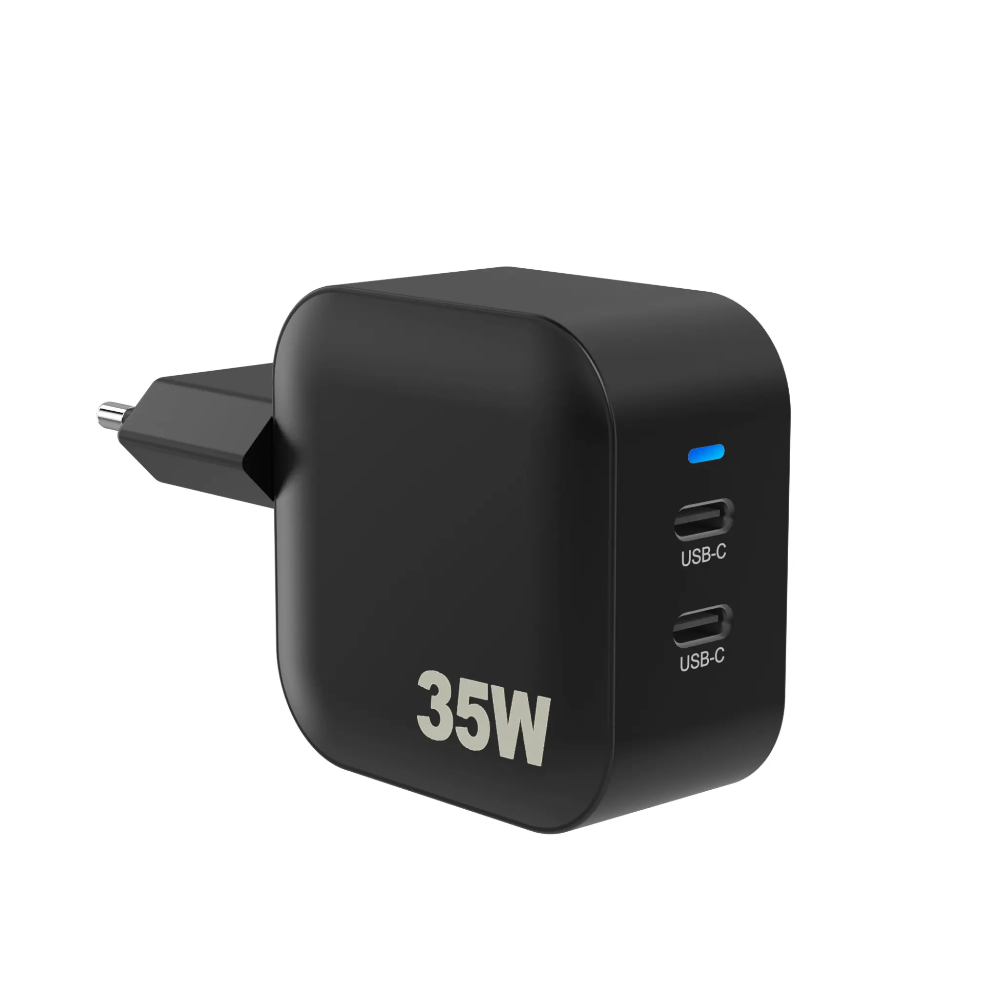 Sinox PRO 230V 2xUSB-C PD oplader 35W. Sort